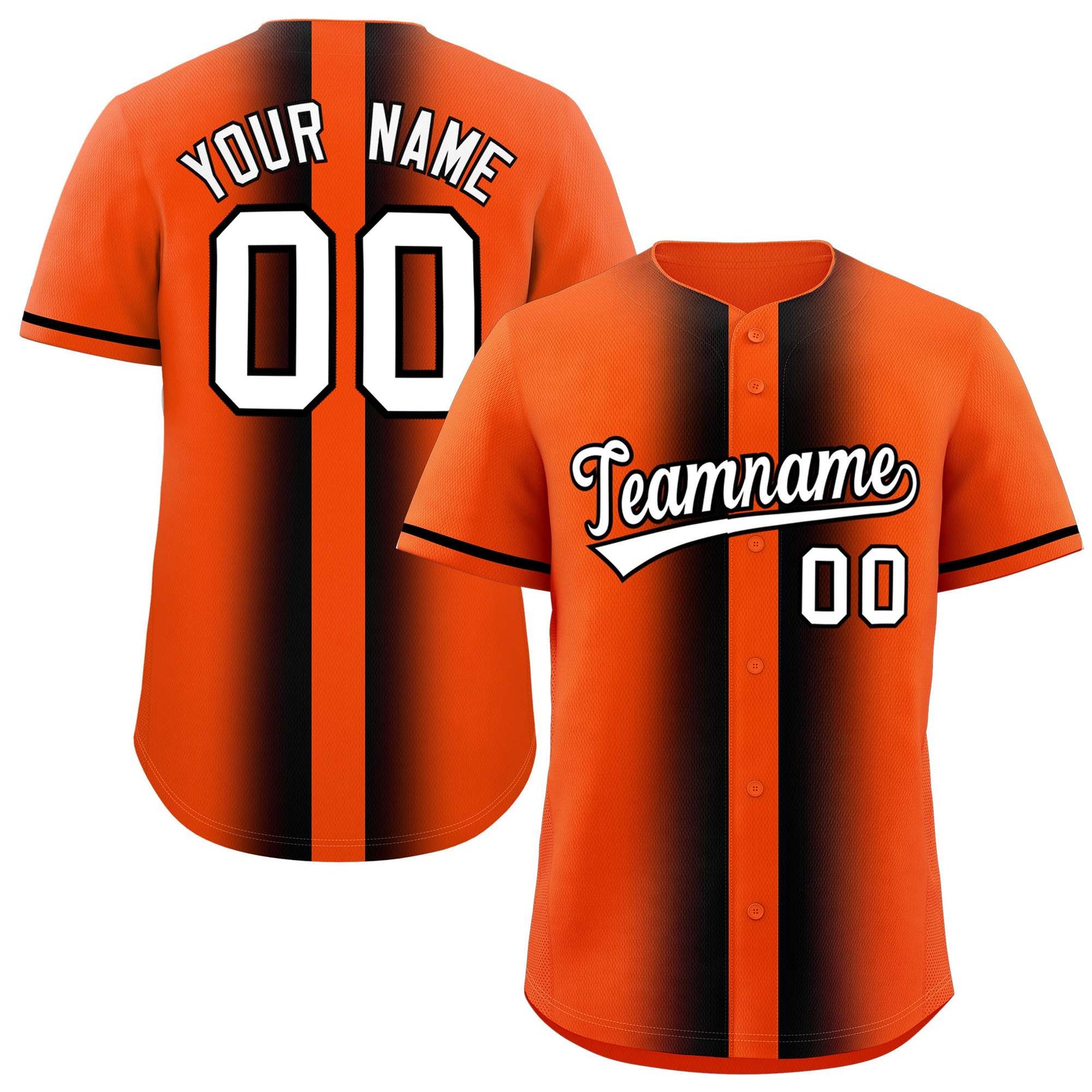 Custom Orange Black Lapel Gradient Fashion Authentic Baseball Jersey