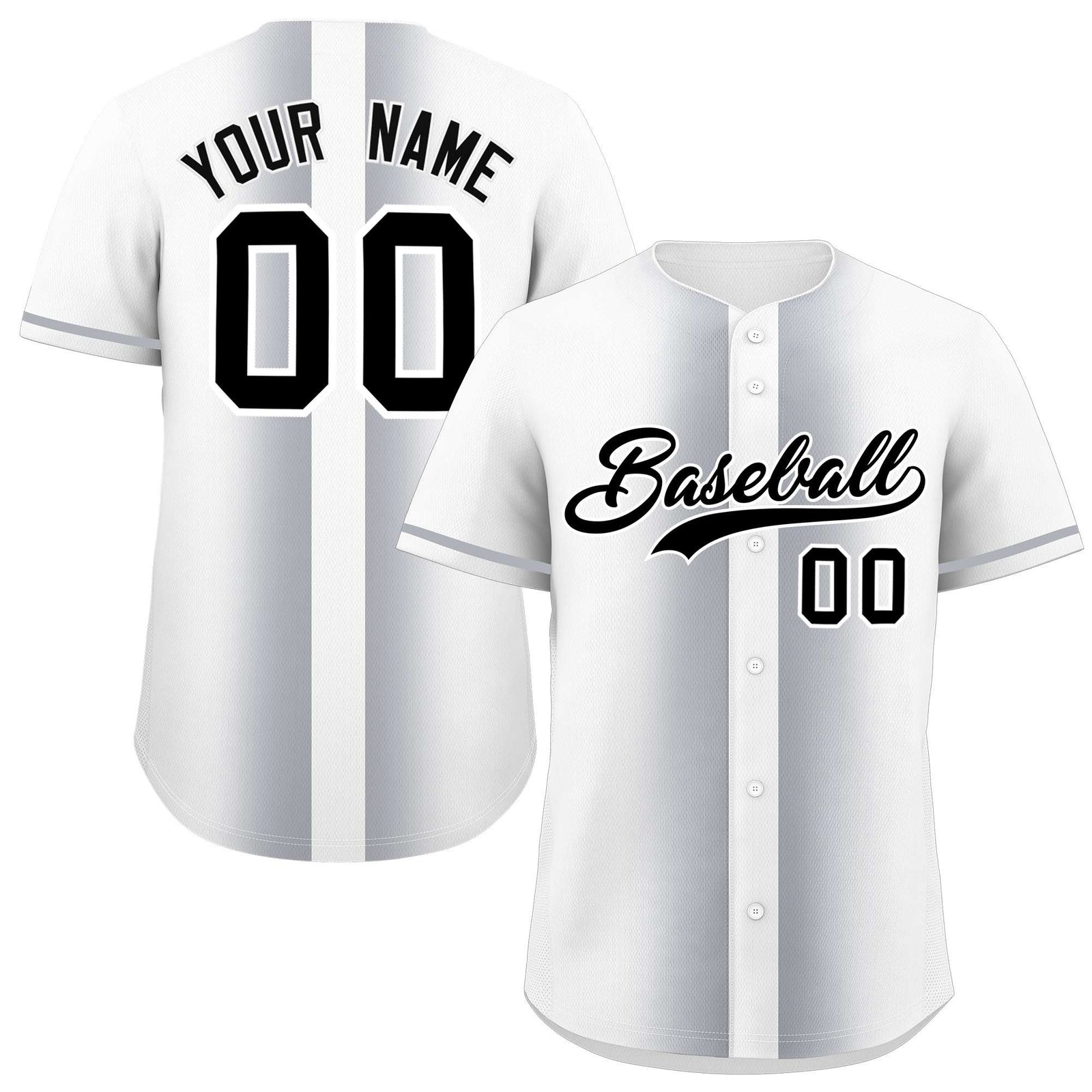 Custom White Silver Lapel Gradient Fashion Authentic Baseball Jersey
