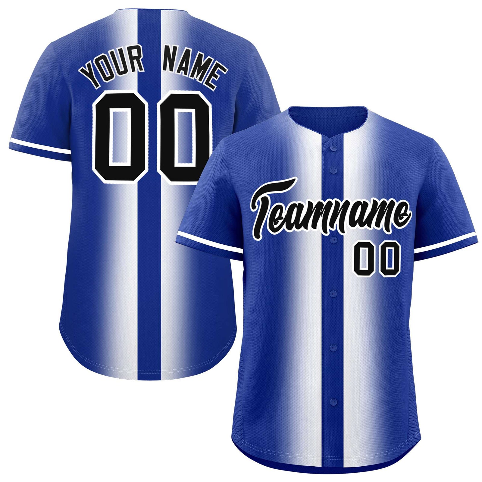 Custom Royal White Lapel Gradient Fashion Authentic Baseball Jersey