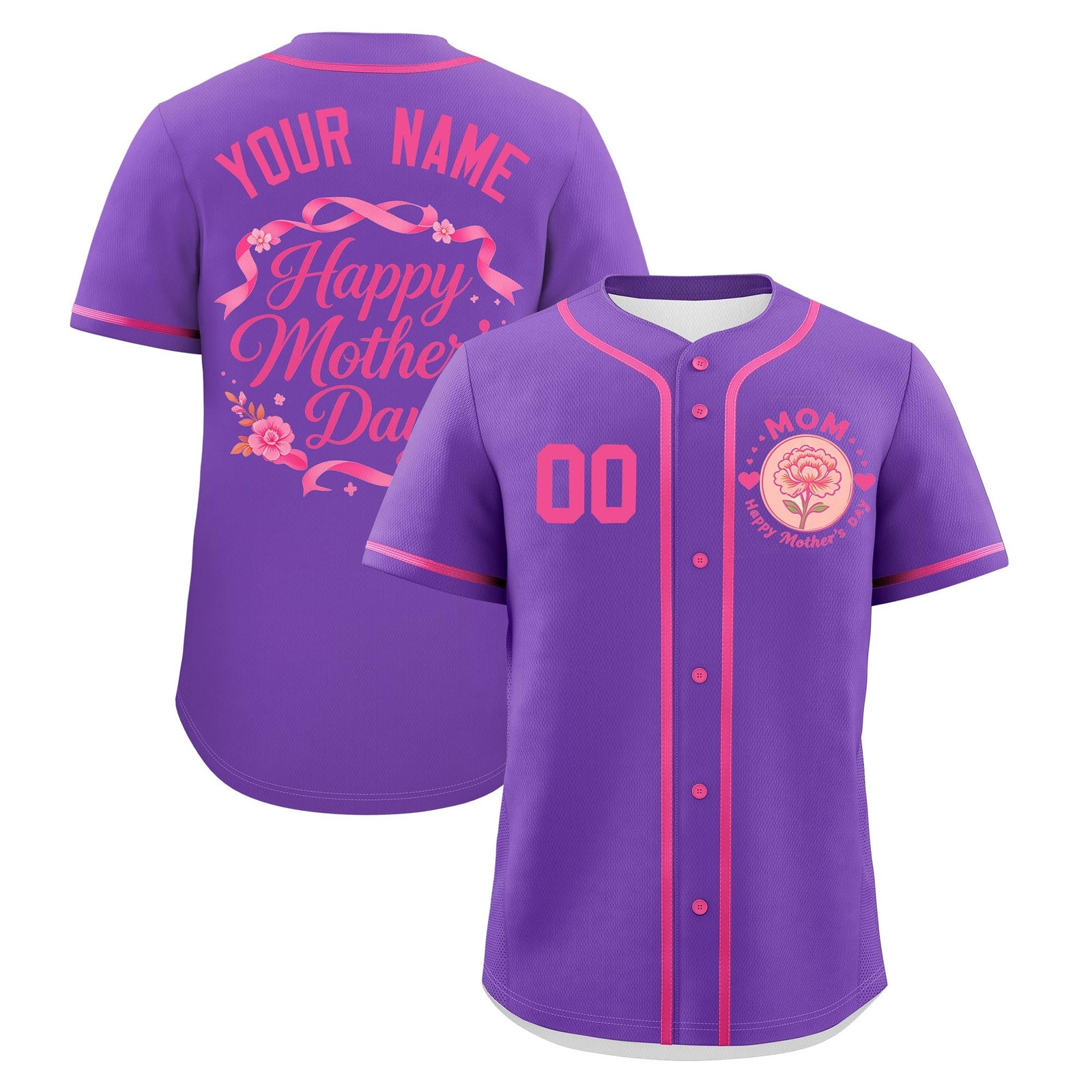 Custom Pink Mother's Day Style Personalization Wrinkle-Resistant Baseball Jersey| KXKSHOP