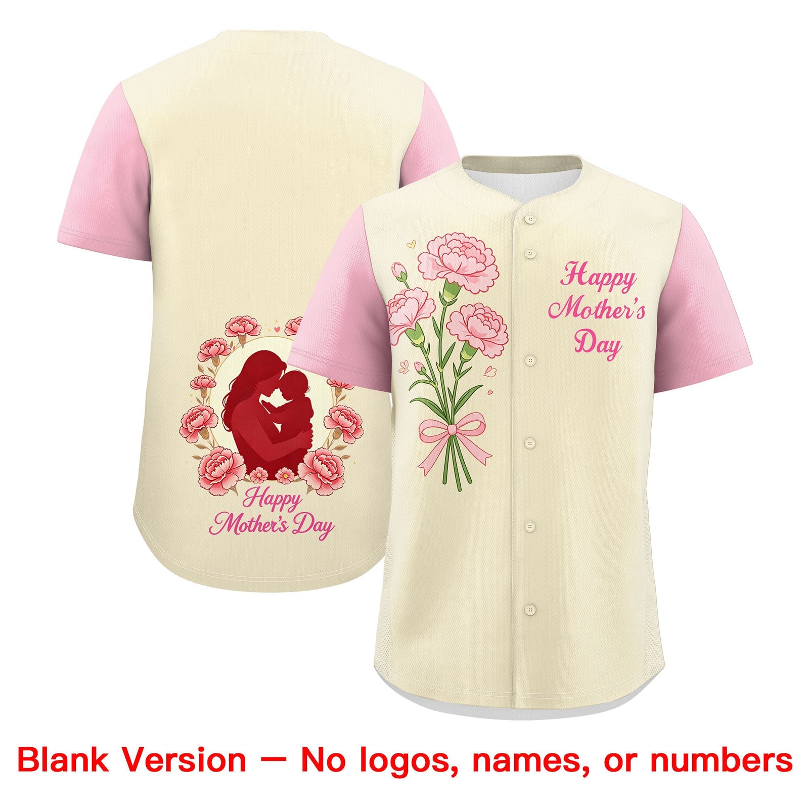 Custom Light Khaki Light Pink Pink Mother's Day Style Personalization Wrinkle-Resistant Baseball Jersey| KXKSHOP