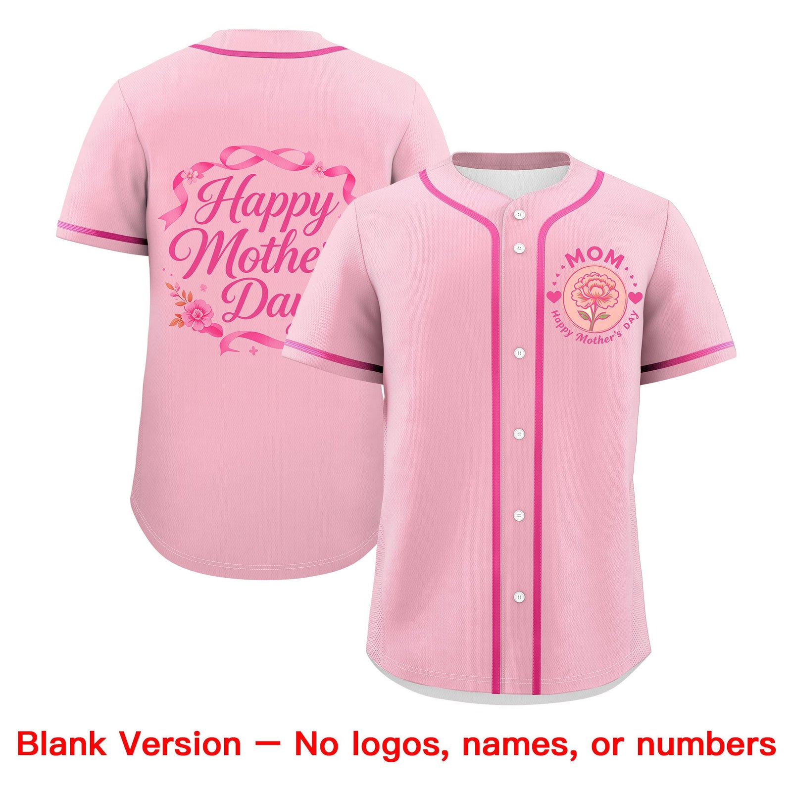 Custom Light Pink Pink Mother's Day Style Personalization Wrinkle-Resistant Baseball Jersey| KXKSHOP