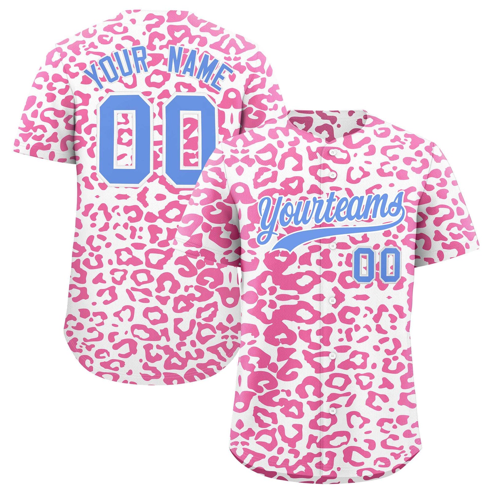 Custom White Pink Leopard Print Pattern Authentic Baseball Jersey
