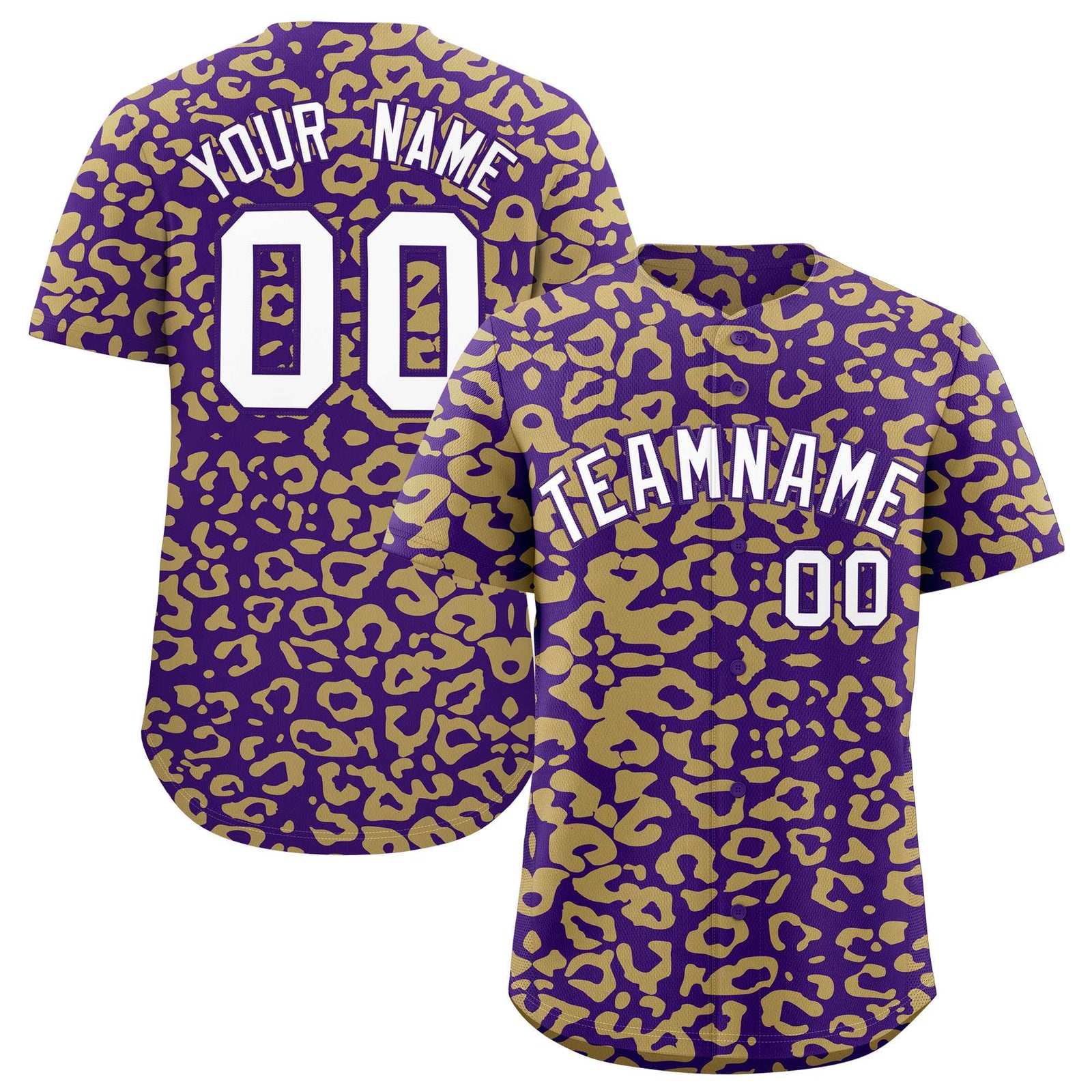 Custom Purple Old Gold Leopard Print Pattern Authentic Baseball Jersey
