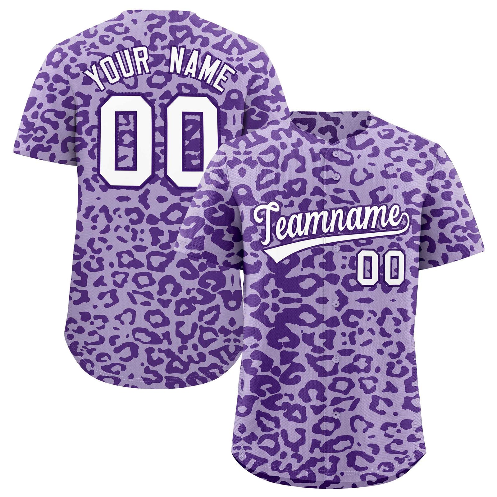 Custom Light Purple Purple Leopard Print Pattern Authentic Baseball Jersey