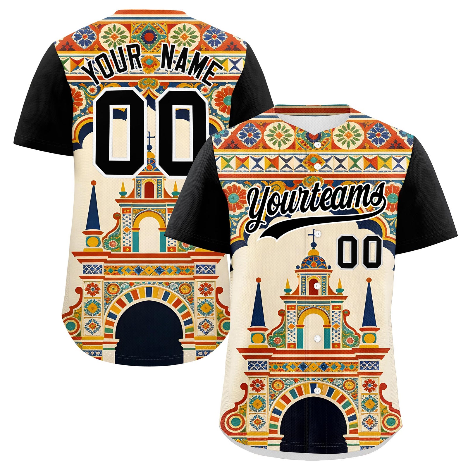 Custom Black White Graffiti Pattern Mexican style Stretch Fabric Baseball Jersey| KXKSHOP
