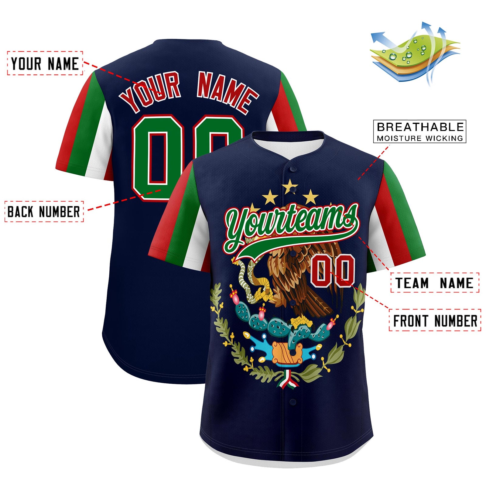 Custom Kelly Green Graffiti Pattern Mexican style Stretch Fabric Baseball Jersey| KXKSHOP