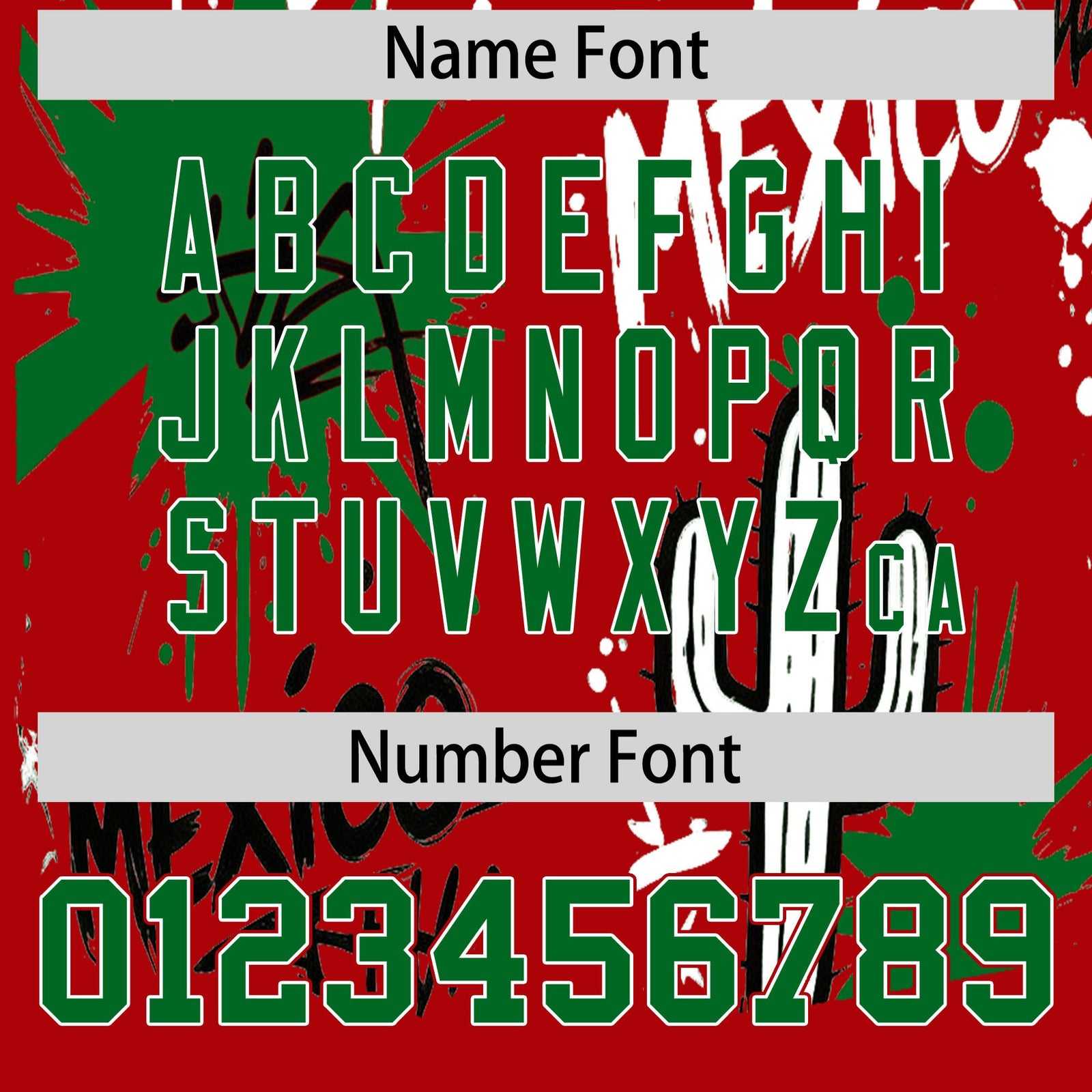 Custom Red Kelly Green White Graffiti Pattern Mexican style Stretch Fabric Baseball Jersey| KXKSHOP