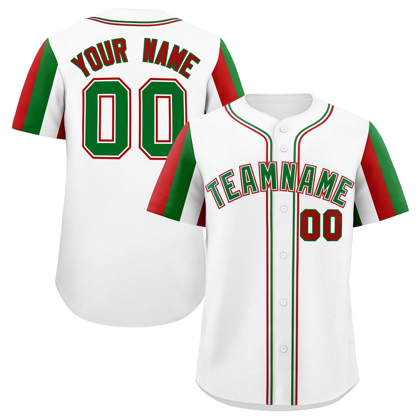 Custom White Kelly Green Red Graffiti Pattern Mexican style Stretch Fabric Baseball Jersey| KXKSHOP