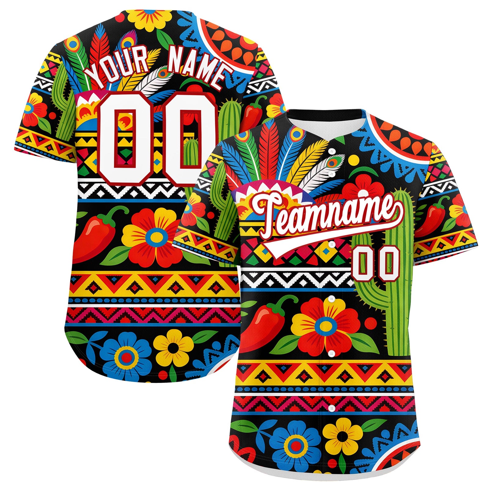 Custom Black White Red Graffiti Pattern Mexican style Stretch Fabric Baseball Jersey| KXKSHOP