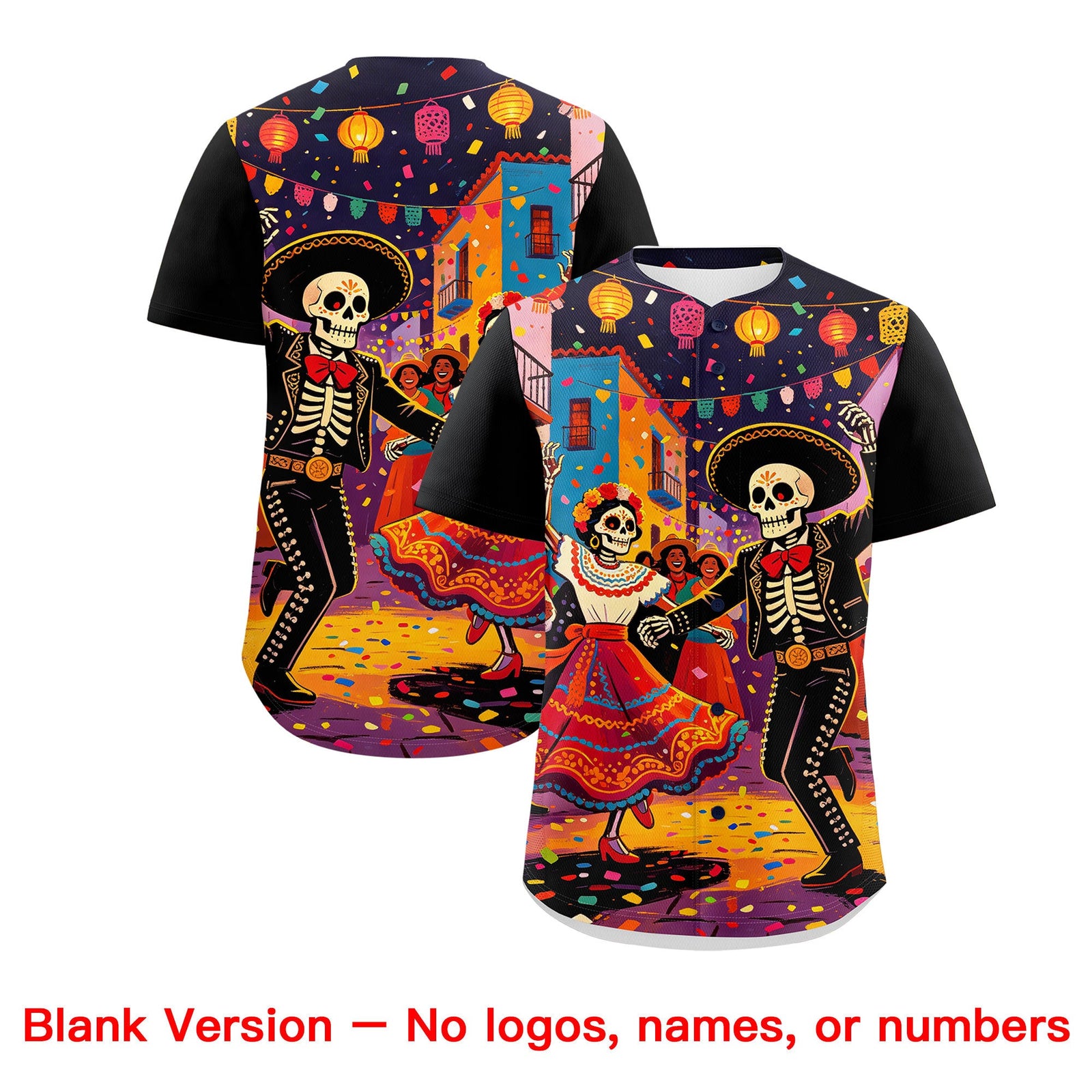 Custom Black White Red Graffiti Pattern Mexican style Stretch Fabric Baseball Jersey| KXKSHOP