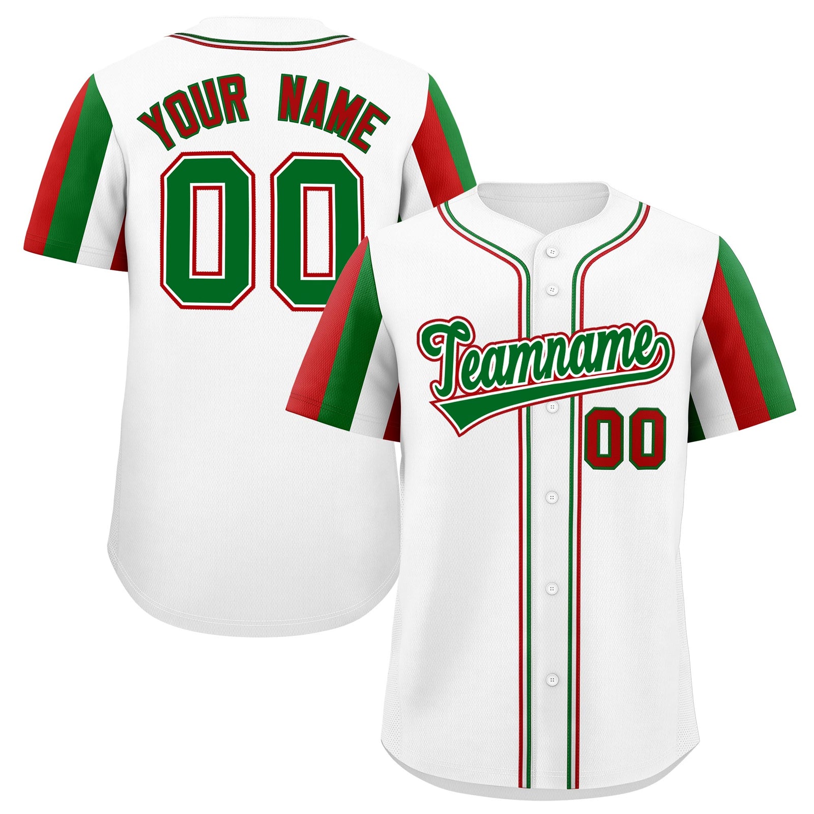 Custom White Kelly Green Red Graffiti Pattern Mexican style Stretch Fabric Baseball Jersey| KXKSHOP