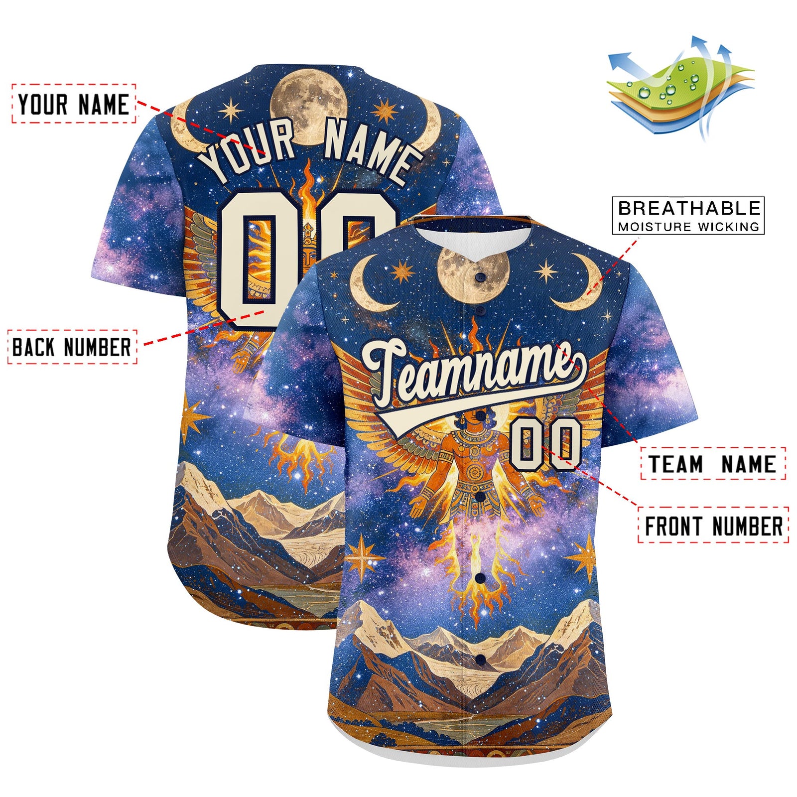 Custom Cream Navy Graffiti Pattern Mexican style Stretch Fabric Baseball Jersey| KXKSHOP