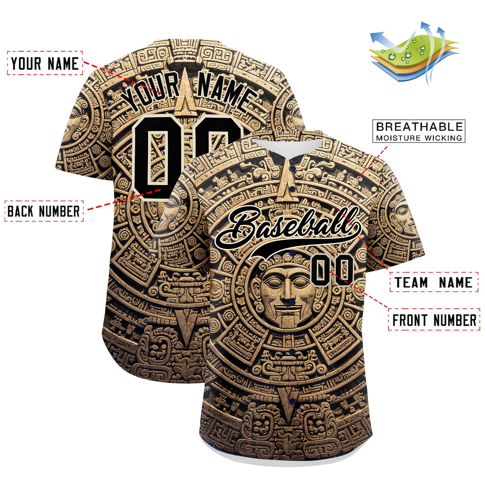Custom Red Cream Graffiti Pattern Mexican style Stretch Fabric Baseball Jersey| KXKSHOP