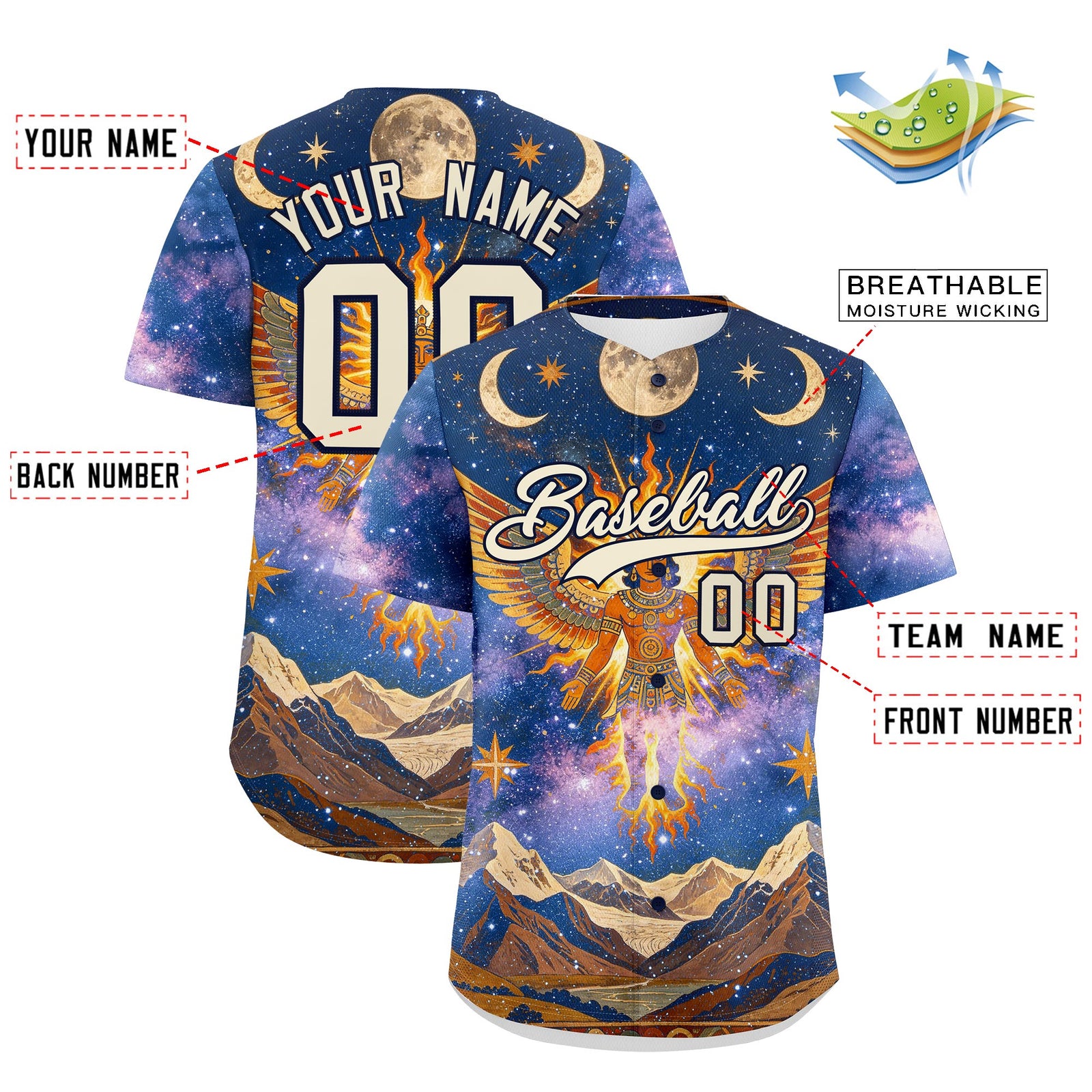 Custom Cream Navy Graffiti Pattern Mexican style Stretch Fabric Baseball Jersey| KXKSHOP