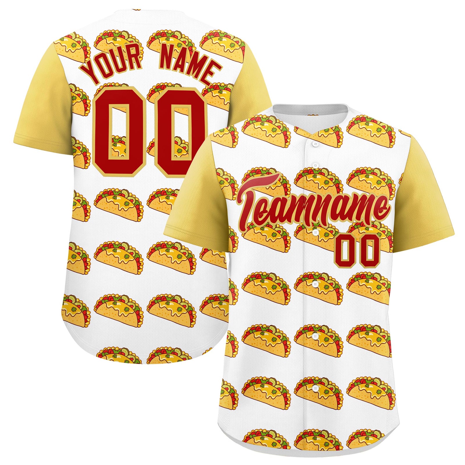 Custom White Khaki Red Graffiti Pattern Mexican style Stretch Fabric Baseball Jersey| KXKSHOP