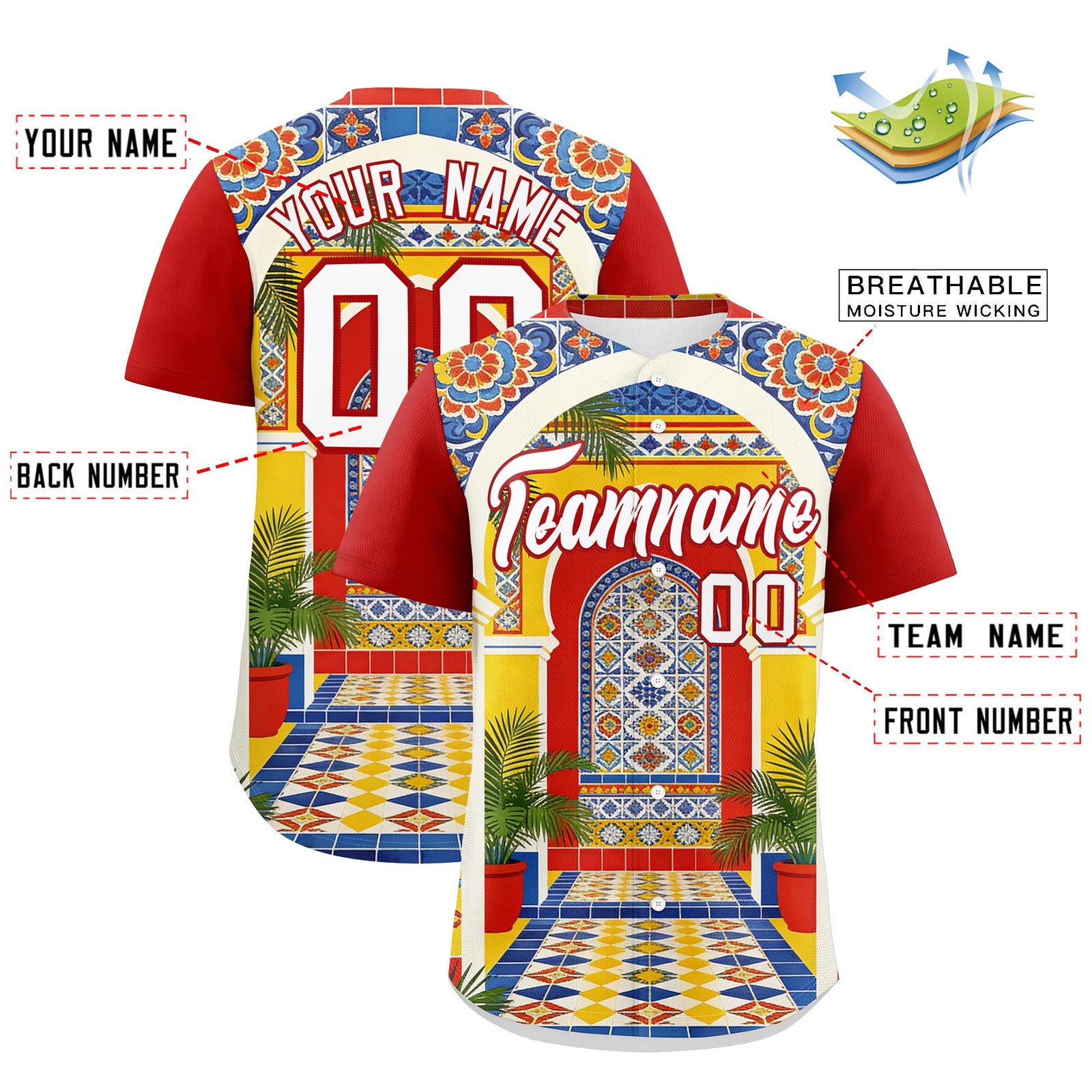 Custom White Red Graffiti Pattern Mexican style Stretch Fabric Baseball Jersey| KXKSHOP