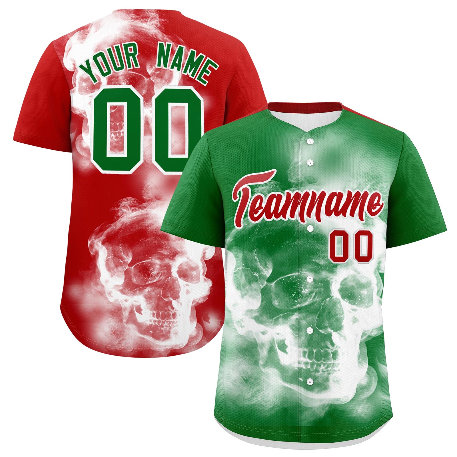 Custom Kelly Green White Red Graffiti Pattern Mexican style Stretch Fabric Baseball Jersey| KXKSHOP