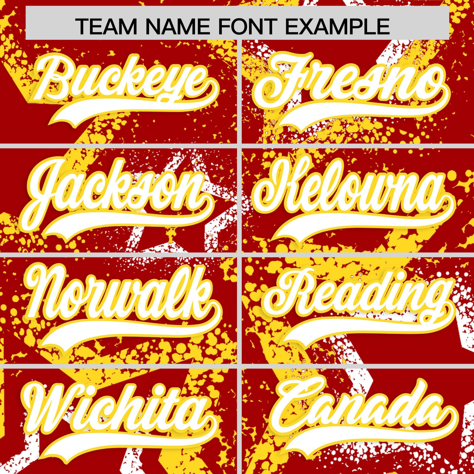Custom Red White Gold Star-Shaped Ink Texture Graffiti Pattern Baseball Jersey | Sublimation Printed & Stitched,Add Name and Numbern,Perfect for Parties,Perfect for Training | KXKSHOP
