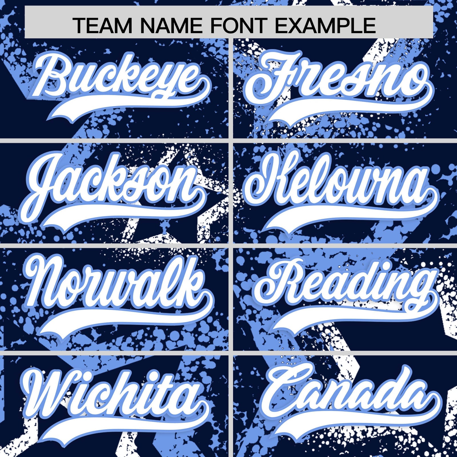 Custom Navy White Light Blue Star-Shaped Ink Texture Graffiti Pattern Baseball Jersey | Sublimation Printed & Stitched,Add Name and Numbern,Perfect for Parties,Perfect for Training | KXKSHOP