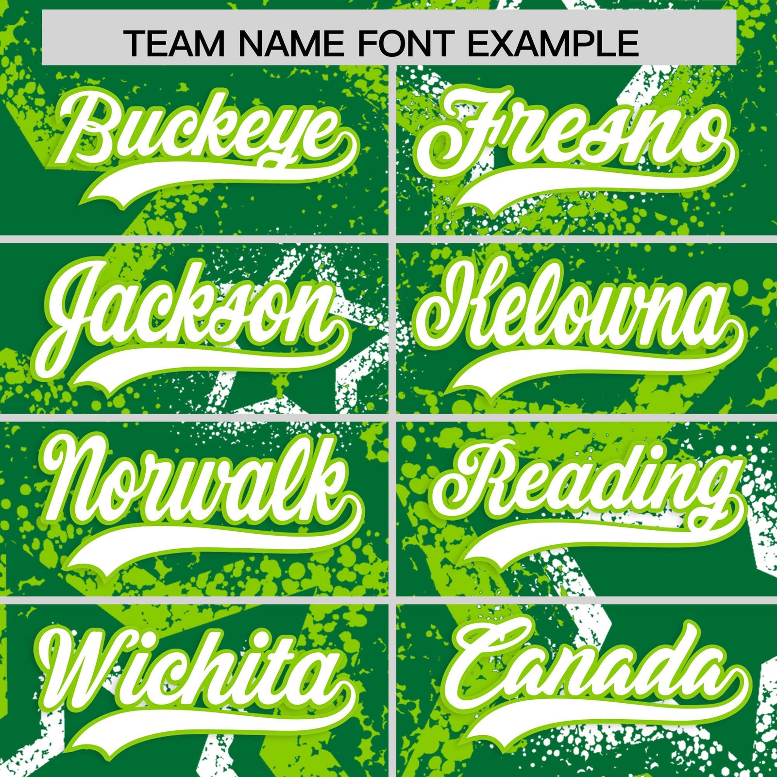 Custom Kelly Green White Neon Green Star-Shaped Ink Texture Graffiti Pattern Baseball Jersey | Sublimation Printed & Stitched,Add Name and Numbern,Perfect for Parties,Perfect for Training | KXKSHOP