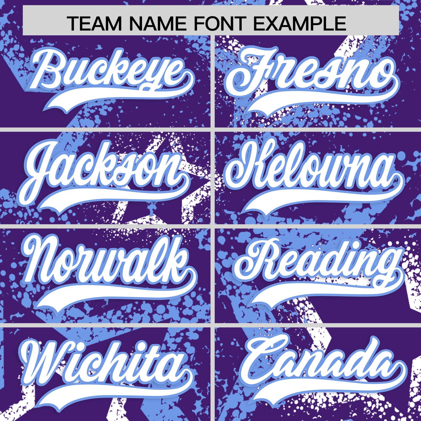 Custom Purple White Light Blue Star-Shaped Ink Texture Graffiti Pattern Baseball Jersey | Sublimation Printed & Stitched,Add Name and Numbern,Perfect for Parties,Perfect for Training | KXKSHOP