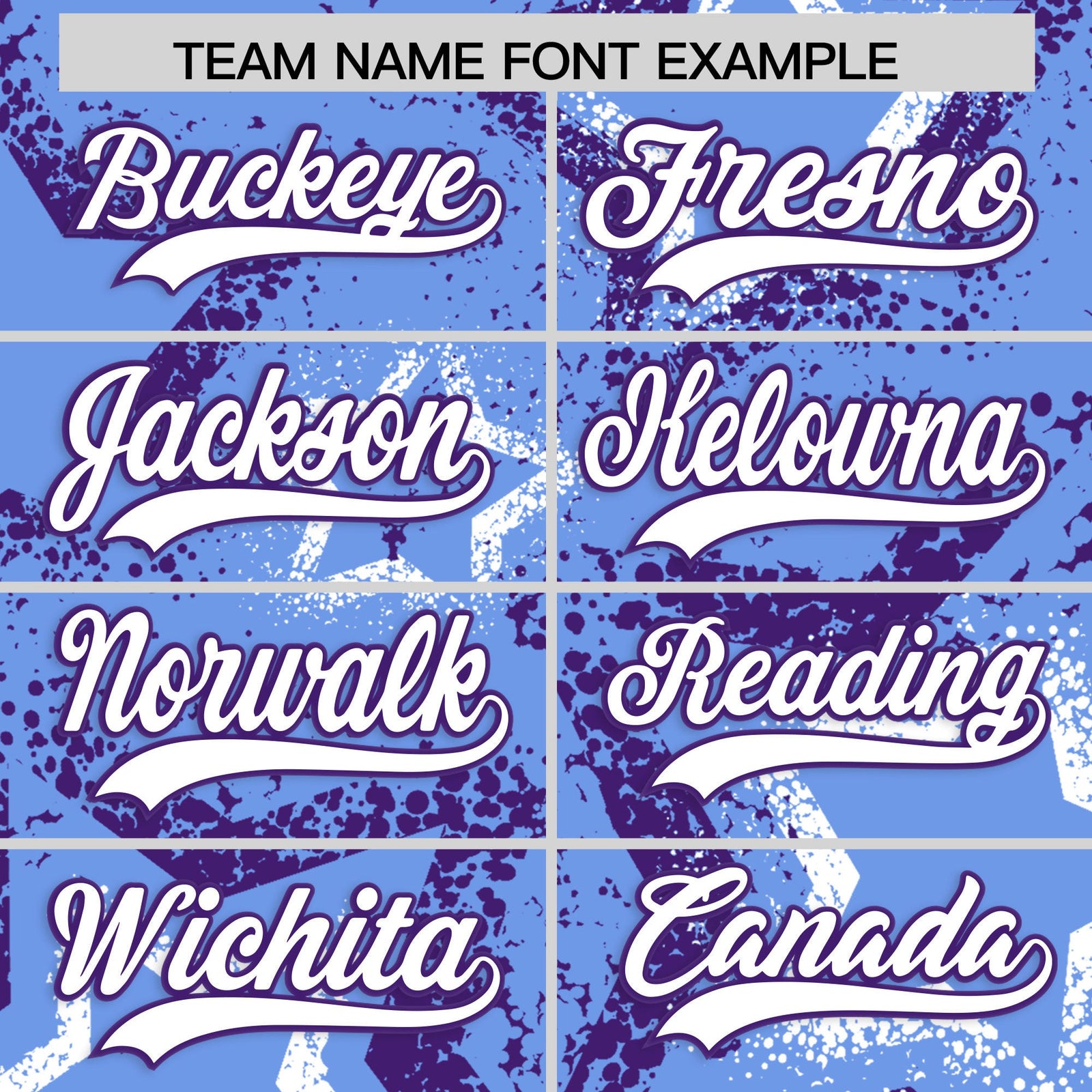Custom Light Blue White Purple Star-Shaped Ink Texture Graffiti Pattern Baseball Jersey | Sublimation Printed & Stitched,Add Name and Numbern,Perfect for Parties,Perfect for Training | KXKSHOP