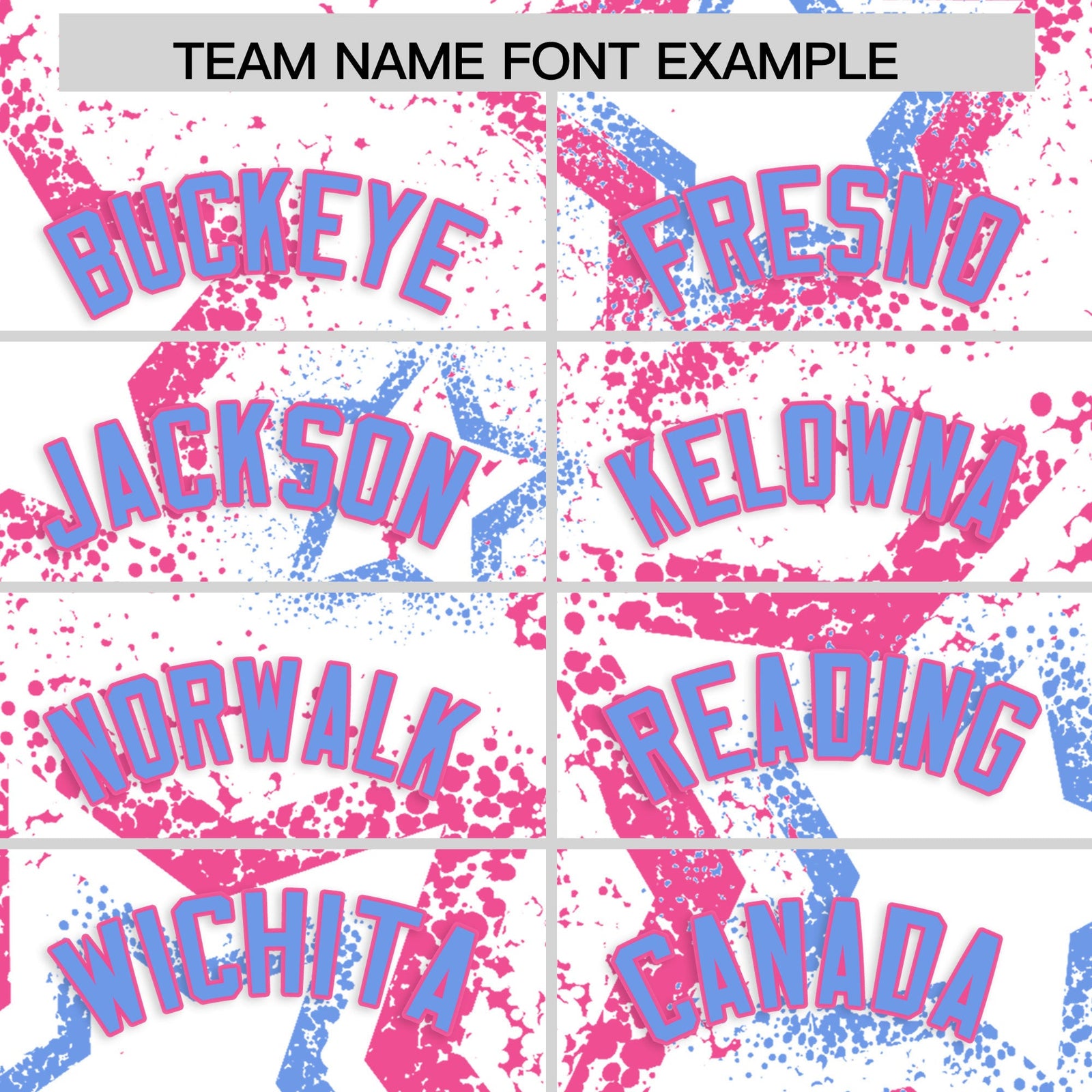 Custom White Pink Light Blue Star-Shaped Ink Texture Graffiti Pattern Baseball Jersey | Sublimation Printed & Stitched,Add Name and Numbern,Perfect for Parties,Perfect for Training | KXKSHOP