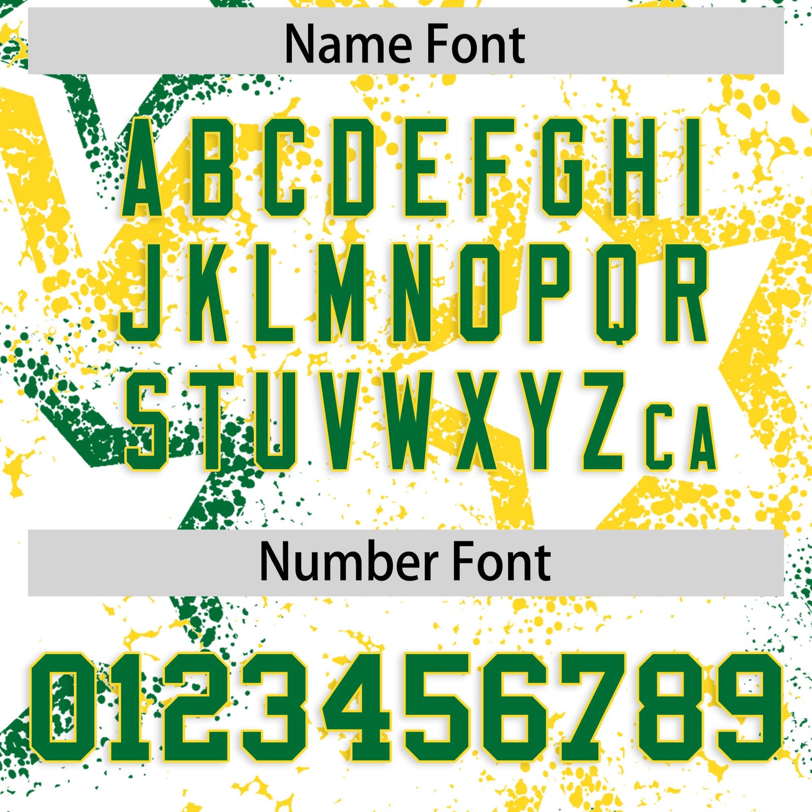 Custom White Gold Kelly Green Star-Shaped Ink Texture Graffiti Pattern Baseball Jersey | Sublimation Printed & Stitched,Add Name and Numbern,Perfect for Parties,Perfect for Training | KXKSHOP