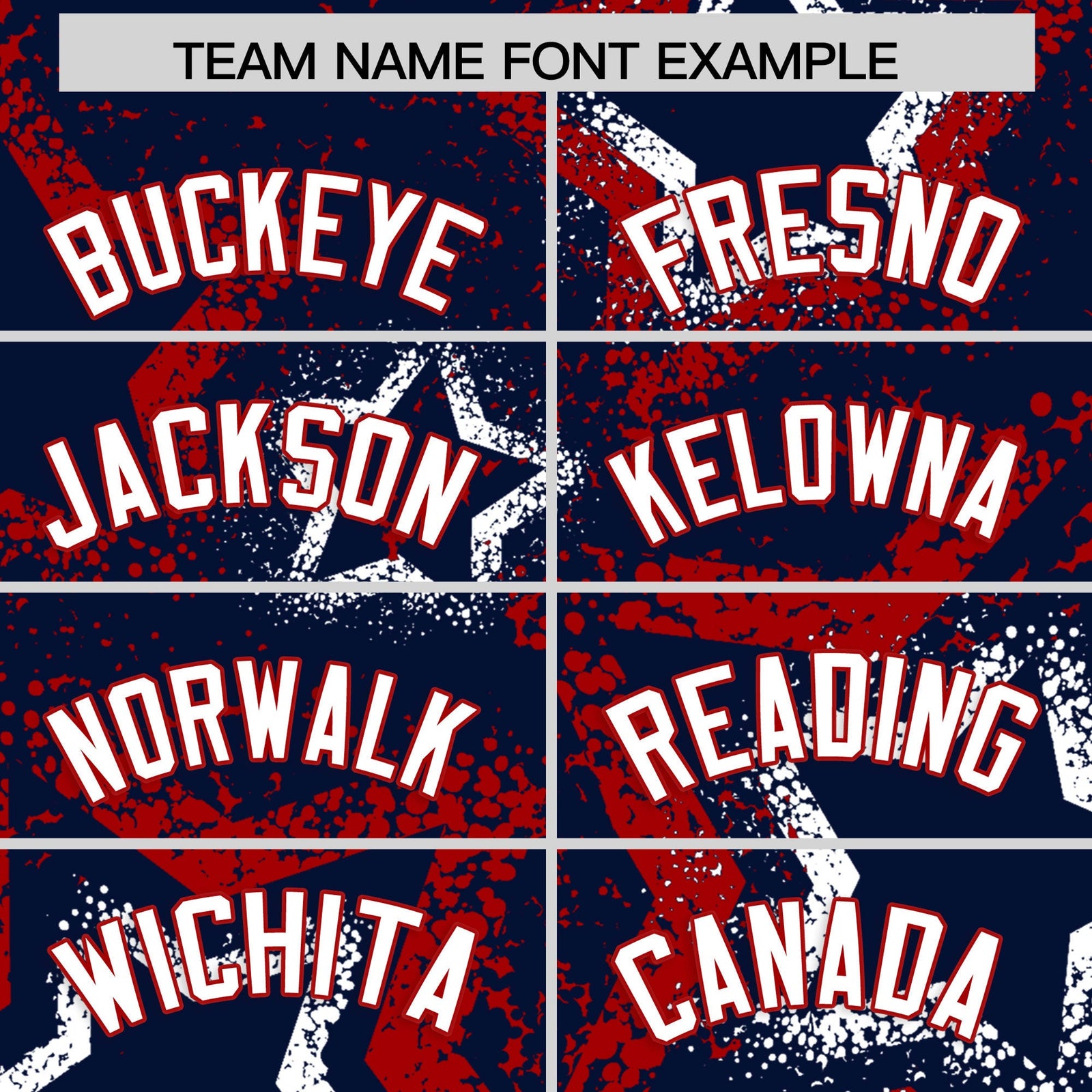 Custom Navy White Red Star-Shaped Ink Texture Graffiti Pattern Baseball Jersey | Sublimation Printed & Stitched,Add Name and Numbern,Perfect for Parties,Perfect for Training | KXKSHOP