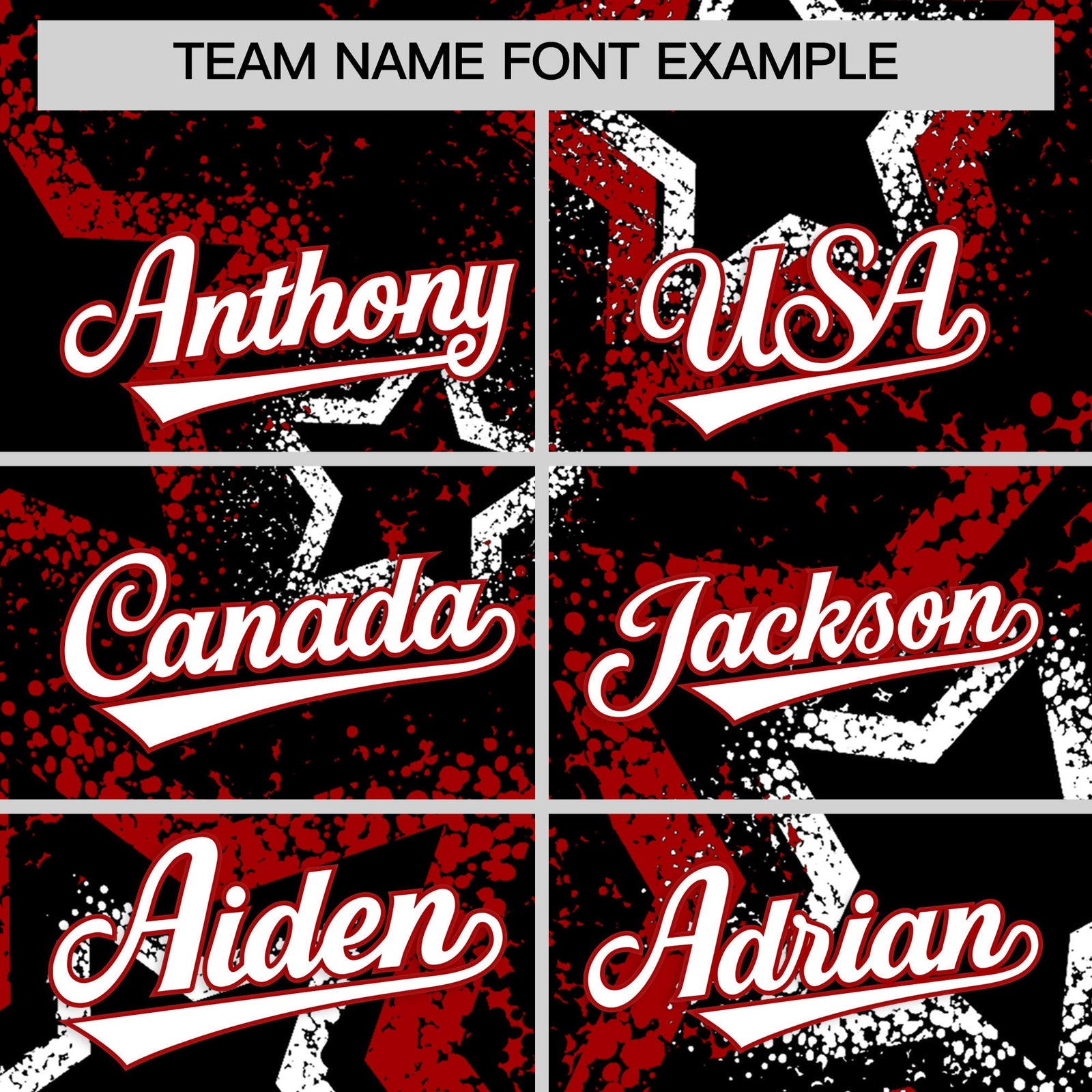 Custom Black White Red Star-Shaped Ink Texture Graffiti Pattern Baseball Jersey | Sublimation Printed & Stitched,Add Name and Numbern,Perfect for Parties,Perfect for Training | KXKSHOP
