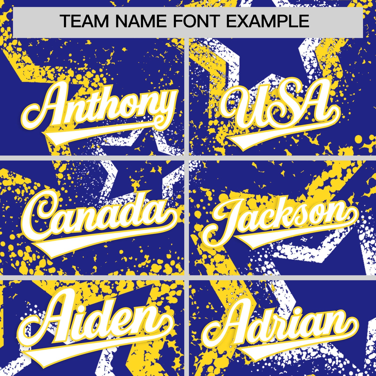 Custom Royal Blue White Gold Star-Shaped Ink Texture Graffiti Pattern Baseball Jersey | Sublimation Printed & Stitched,Add Name and Numbern,Perfect for Parties,Perfect for Training | KXKSHOP