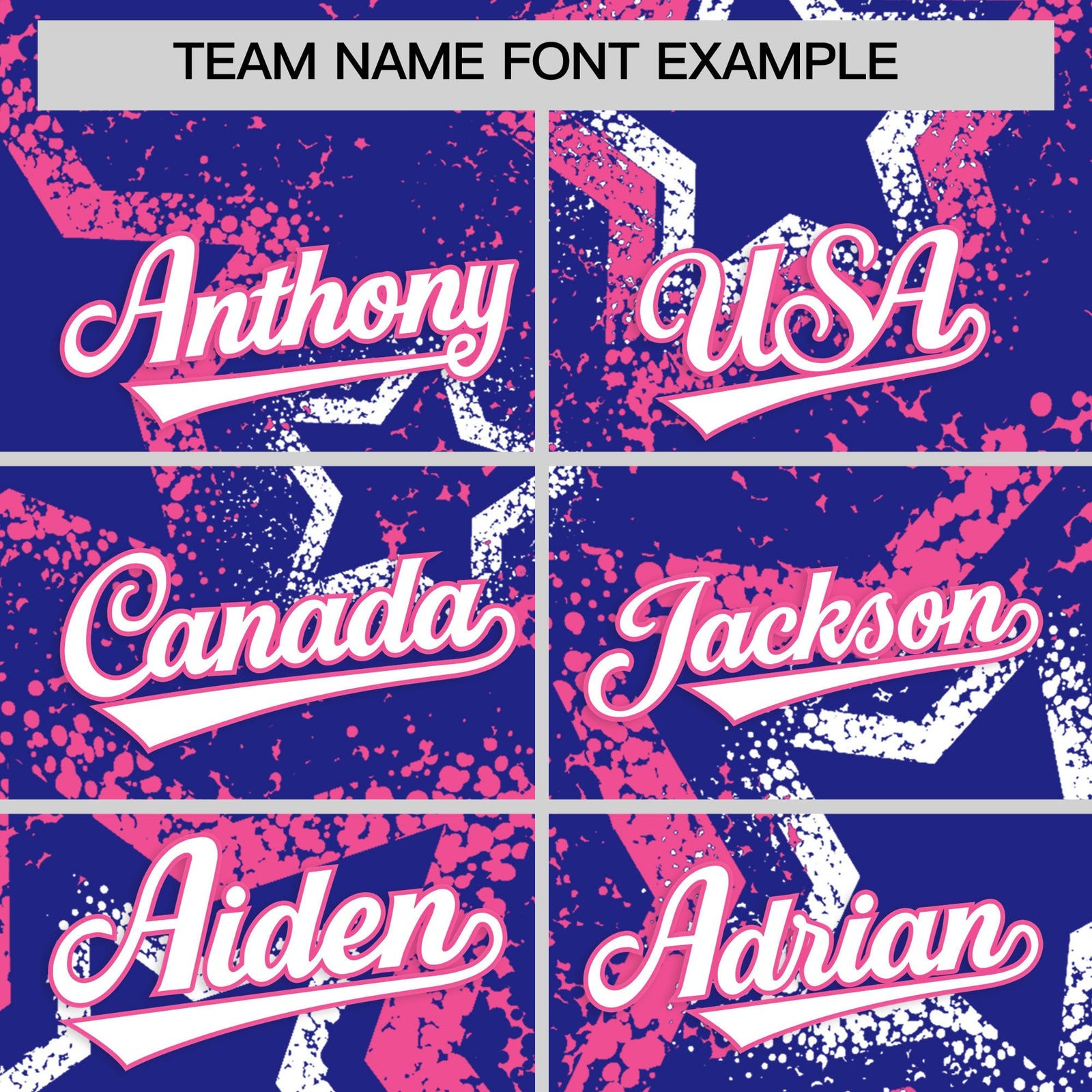 Custom Royal Blue White Pink Star-Shaped Ink Texture Graffiti Pattern Baseball Jersey | Sublimation Printed & Stitched,Add Name and Numbern,Perfect for Parties,Perfect for Training | KXKSHOP