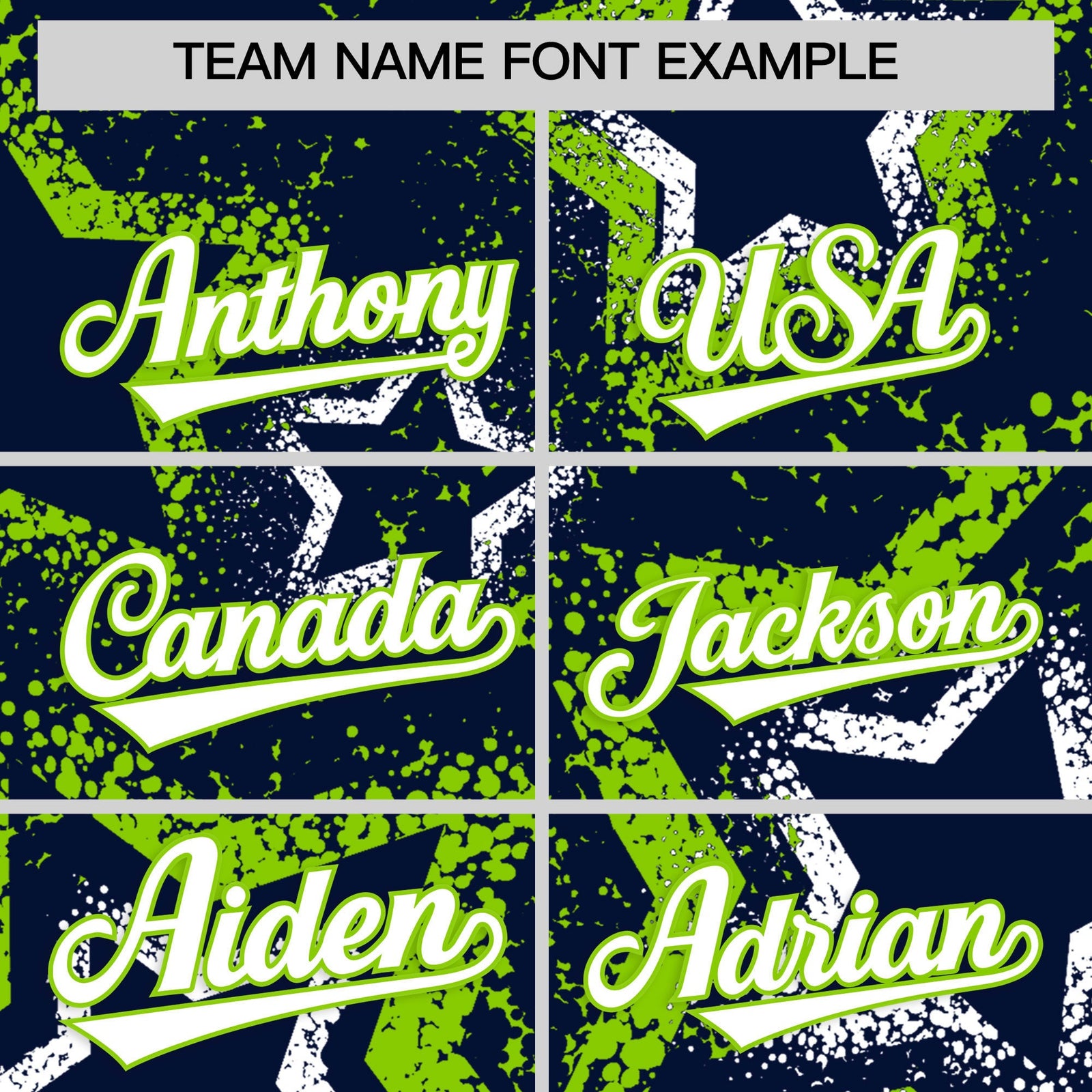 Custom Navy White Neon Green Star-Shaped Ink Texture Graffiti Pattern Baseball Jersey | Sublimation Printed & Stitched,Add Name and Numbern,Perfect for Parties,Perfect for Training | KXKSHOP