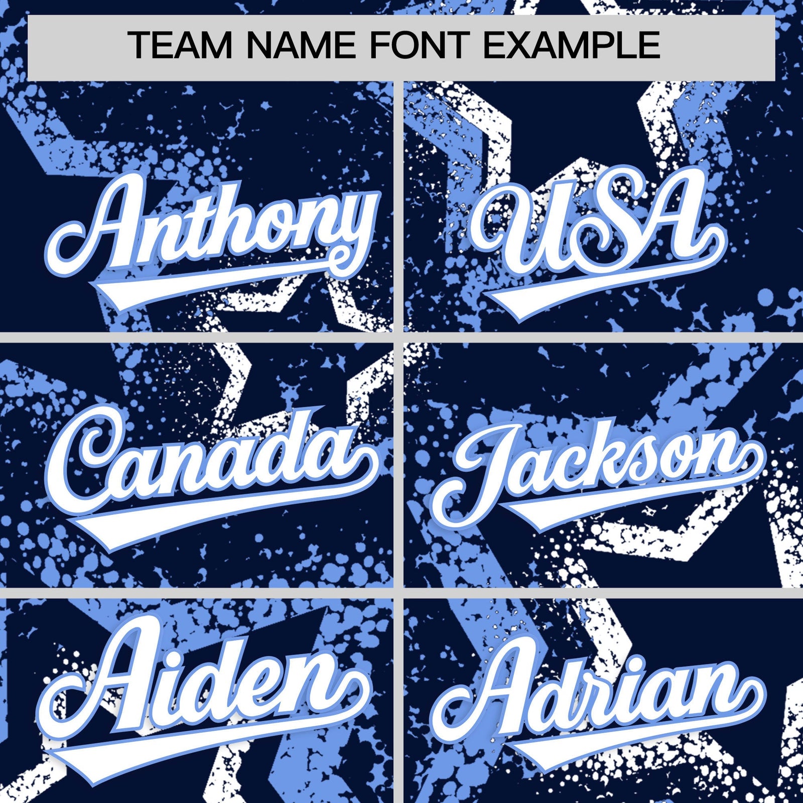 Custom Navy White Light Blue Star-Shaped Ink Texture Graffiti Pattern Baseball Jersey | Sublimation Printed & Stitched,Add Name and Numbern,Perfect for Parties,Perfect for Training | KXKSHOP