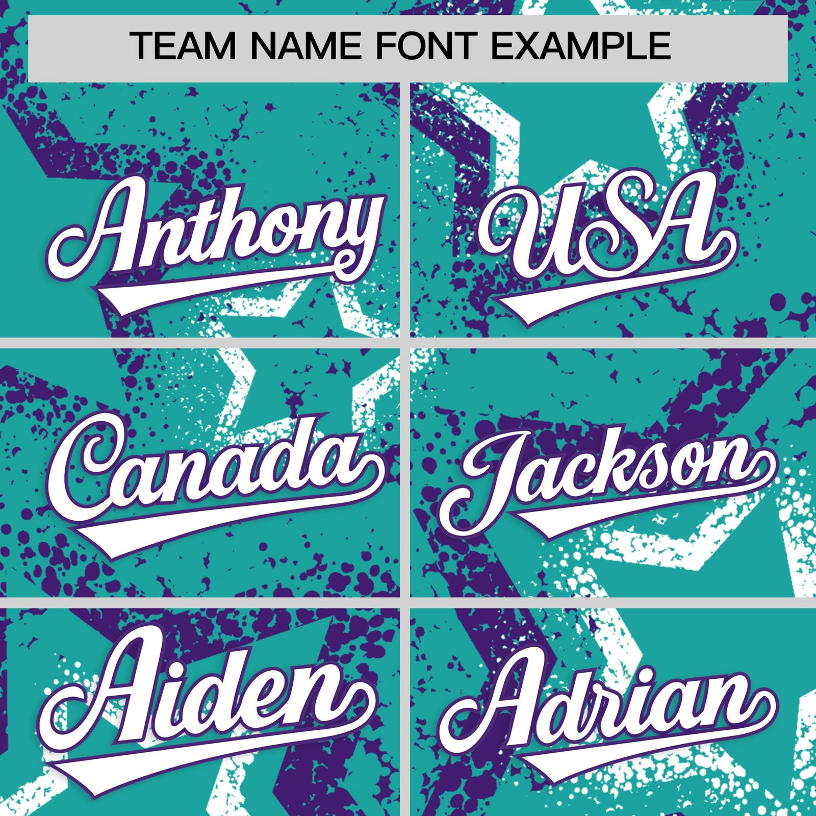 Custom Aqua White Purple Star-Shaped Ink Texture Graffiti Pattern Baseball Jersey | Sublimation Printed & Stitched,Add Name and Numbern,Perfect for Parties,Perfect for Training | KXKSHOP