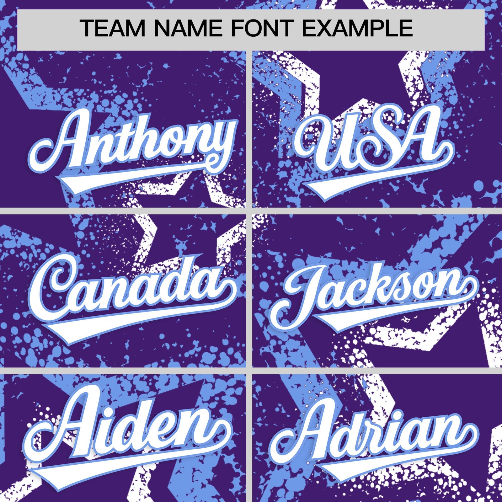 Custom Purple White Light Blue Star-Shaped Ink Texture Graffiti Pattern Baseball Jersey | Sublimation Printed & Stitched,Add Name and Numbern,Perfect for Parties,Perfect for Training | KXKSHOP