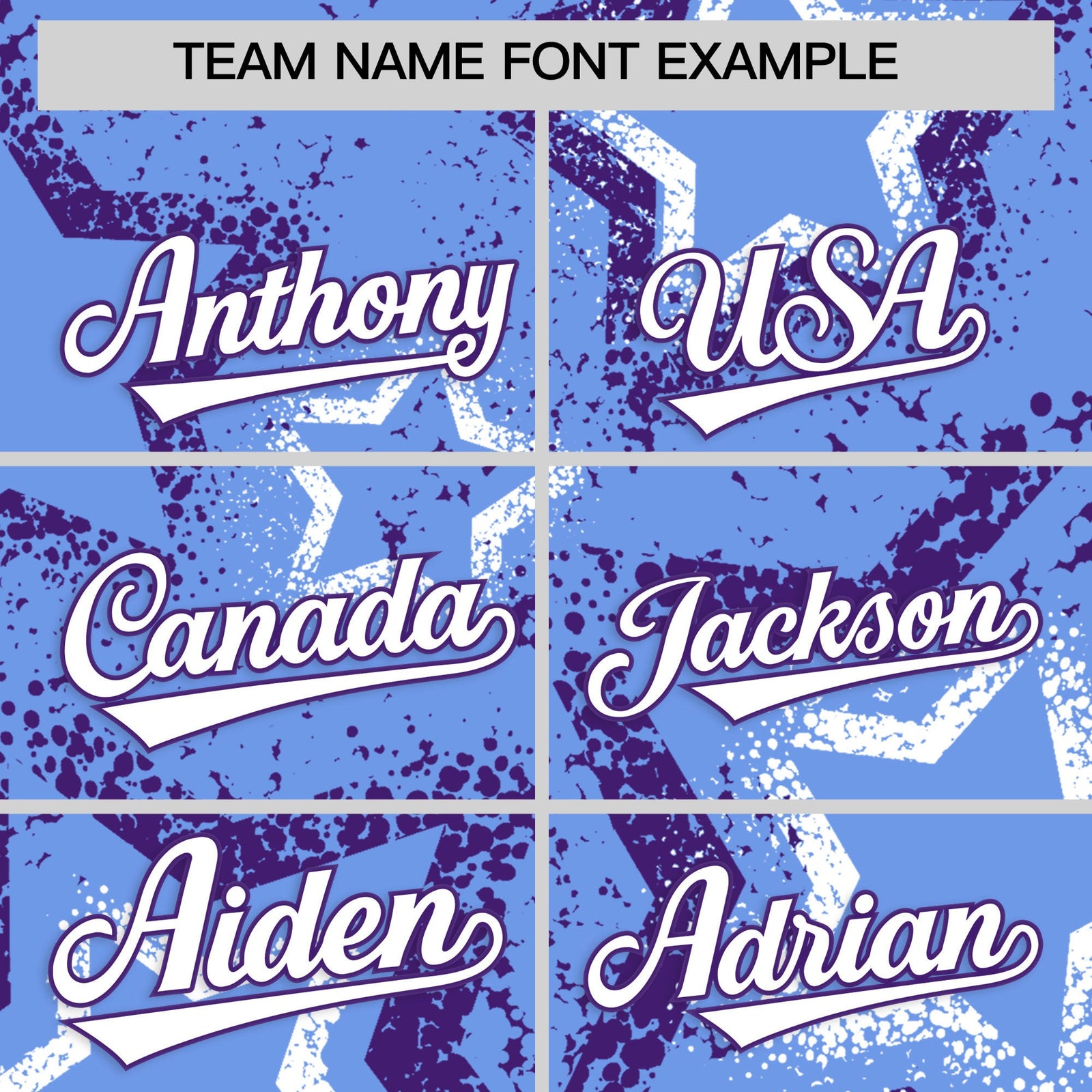 Custom Light Blue White Purple Star-Shaped Ink Texture Graffiti Pattern Baseball Jersey | Sublimation Printed & Stitched,Add Name and Numbern,Perfect for Parties,Perfect for Training | KXKSHOP