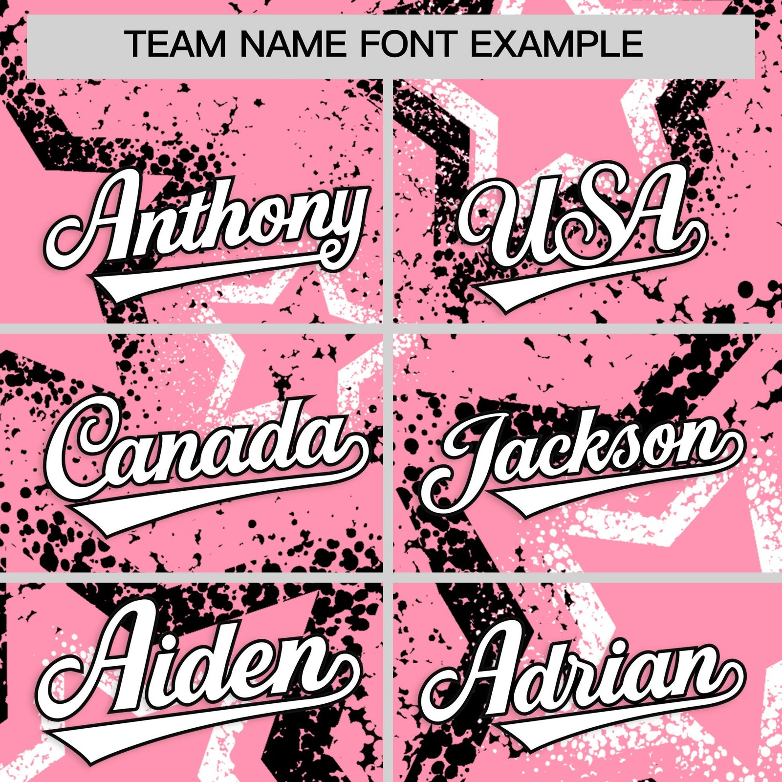 Custom Light Pink White Black Star-Shaped Ink Texture Graffiti Pattern Baseball Jersey | Sublimation Printed & Stitched,Add Name and Numbern,Perfect for Parties,Perfect for Training | KXKSHOP