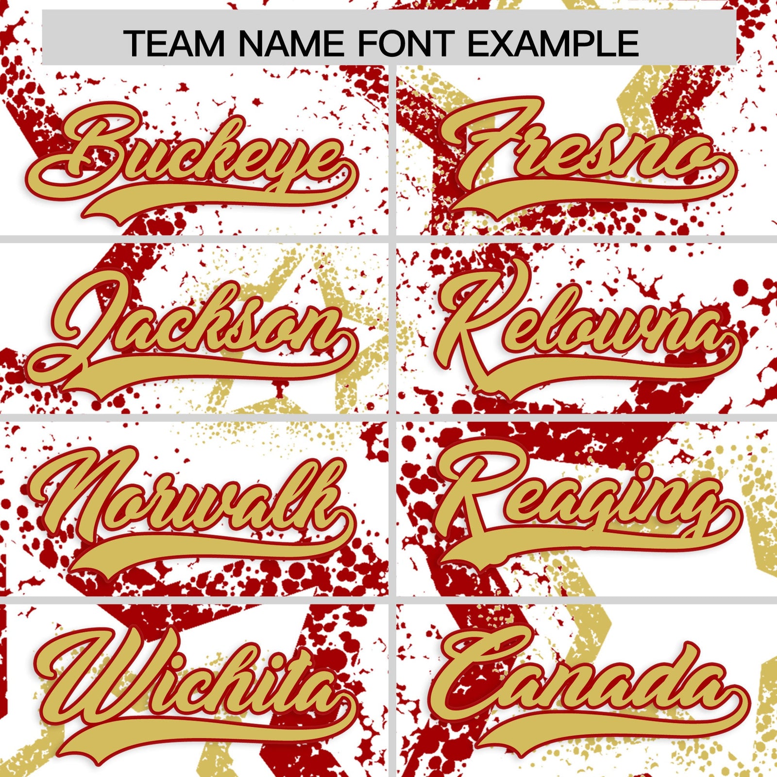 Custom White Old Gold Red Star-Shaped Ink Texture Graffiti Pattern Baseball Jersey | Sublimation Printed & Stitched,Add Name and Numbern,Perfect for Parties,Perfect for Training | KXKSHOP