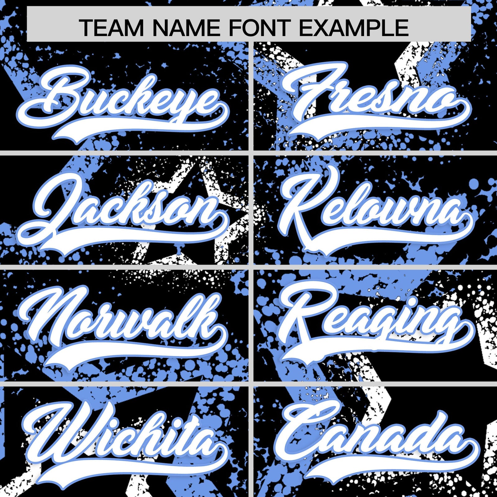 Custom Black White Light Blue Star-Shaped Ink Texture Graffiti Pattern Baseball Jersey | Sublimation Printed & Stitched,Add Name and Numbern,Perfect for Parties,Perfect for Training | KXKSHOP