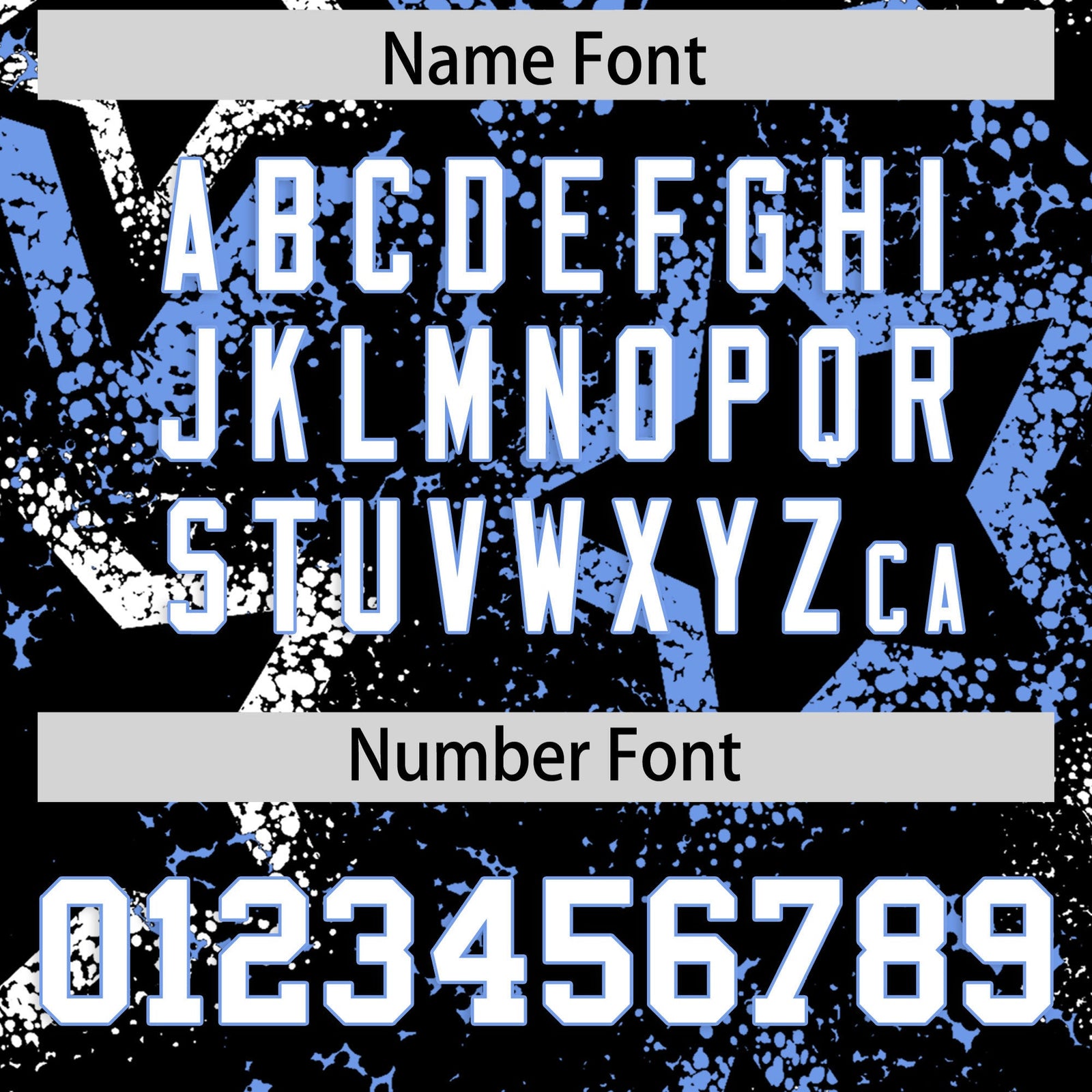 Custom Black White Light Blue Star-Shaped Ink Texture Graffiti Pattern Baseball Jersey | Sublimation Printed & Stitched,Add Name and Numbern,Perfect for Parties,Perfect for Training | KXKSHOP