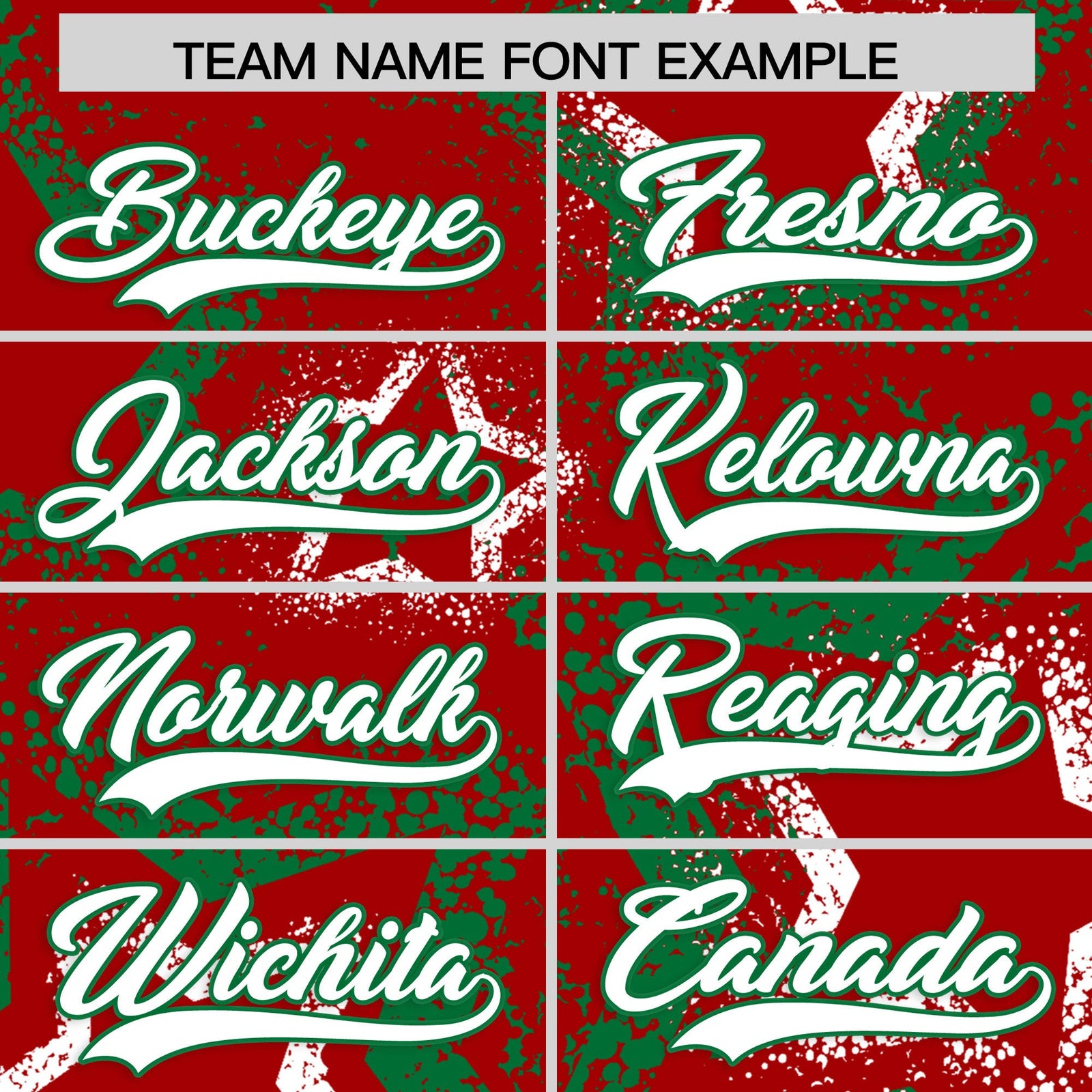 Custom Red White Kelly Green Star-Shaped Ink Texture Graffiti Pattern Baseball Jersey | Sublimation Printed & Stitched,Add Name and Numbern,Perfect for Parties,Perfect for Training | KXKSHOP