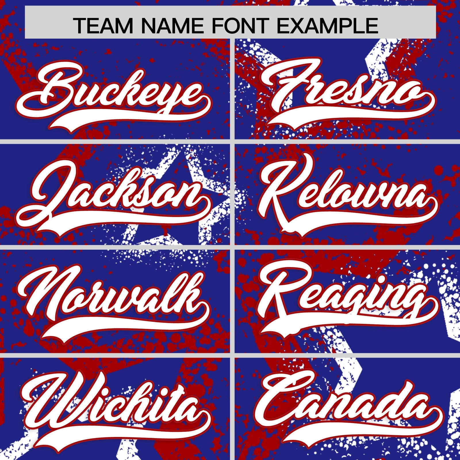 Custom Royal Blue White Red Star-Shaped Ink Texture Graffiti Pattern Baseball Jersey | Sublimation Printed & Stitched,Add Name and Numbern,Perfect for Parties,Perfect for Training | KXKSHOP