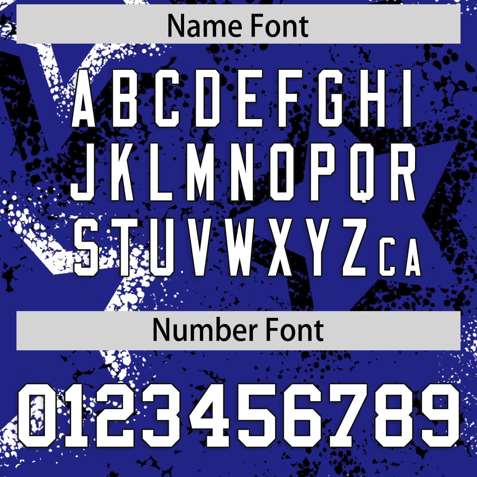 Custom Royal Blue Black White Star-Shaped Ink Texture Graffiti Pattern Baseball Jersey | Sublimation Printed & Stitched,Add Name and Numbern,Perfect for Parties,Perfect for Training | KXKSHOP