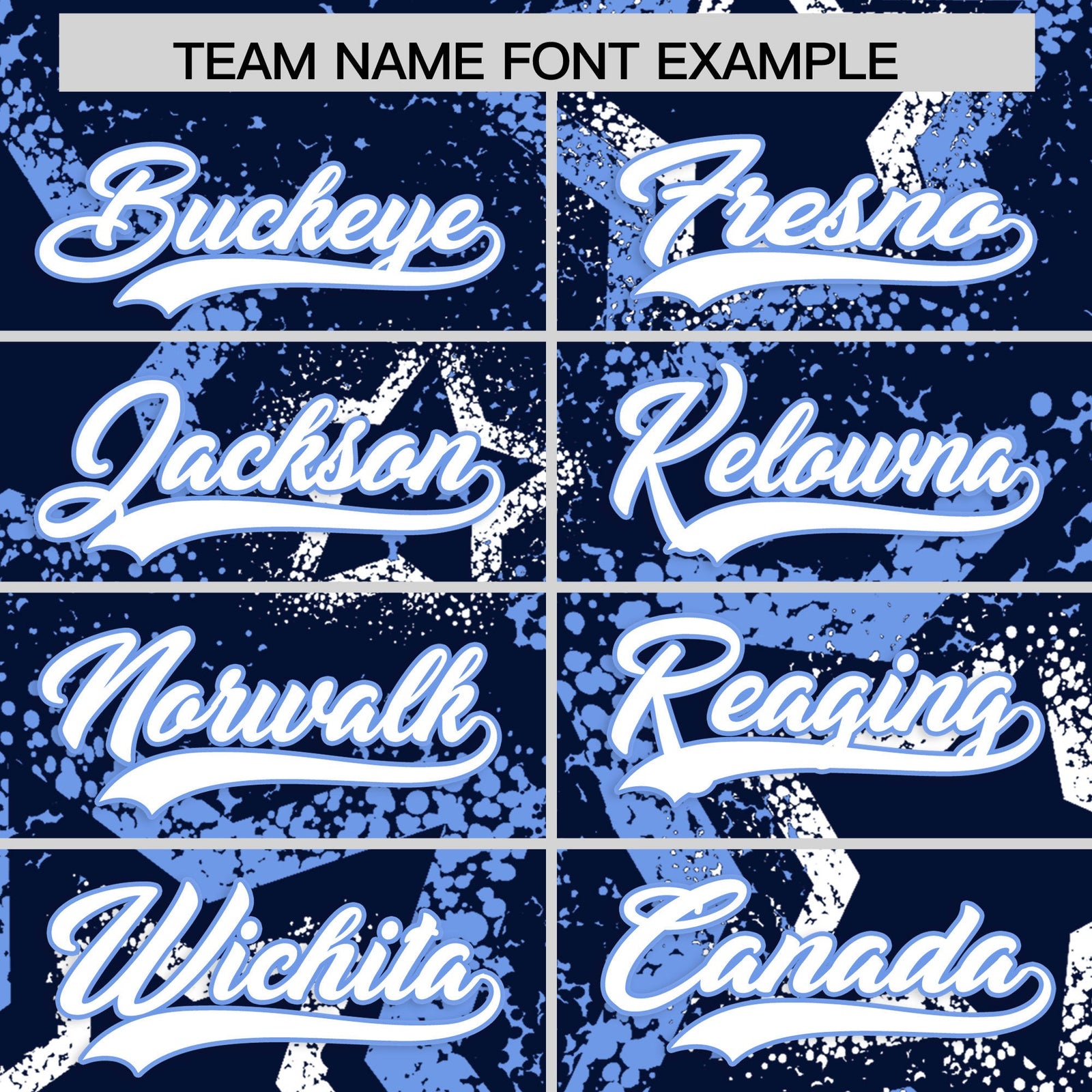 Custom Navy White Light Blue Star-Shaped Ink Texture Graffiti Pattern Baseball Jersey | Sublimation Printed & Stitched,Add Name and Numbern,Perfect for Parties,Perfect for Training | KXKSHOP