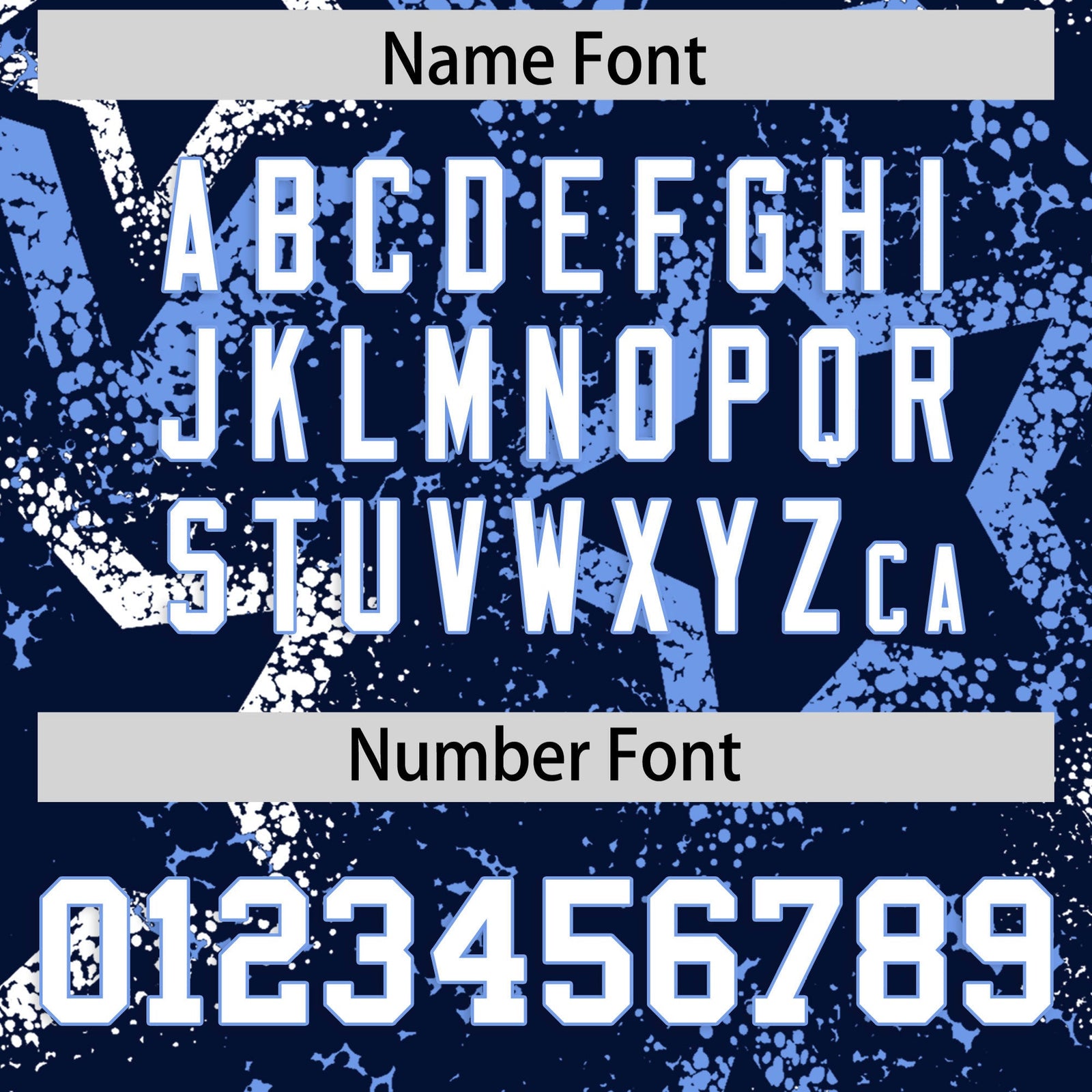 Custom Navy White Light Blue Star-Shaped Ink Texture Graffiti Pattern Baseball Jersey | Sublimation Printed & Stitched,Add Name and Numbern,Perfect for Parties,Perfect for Training | KXKSHOP