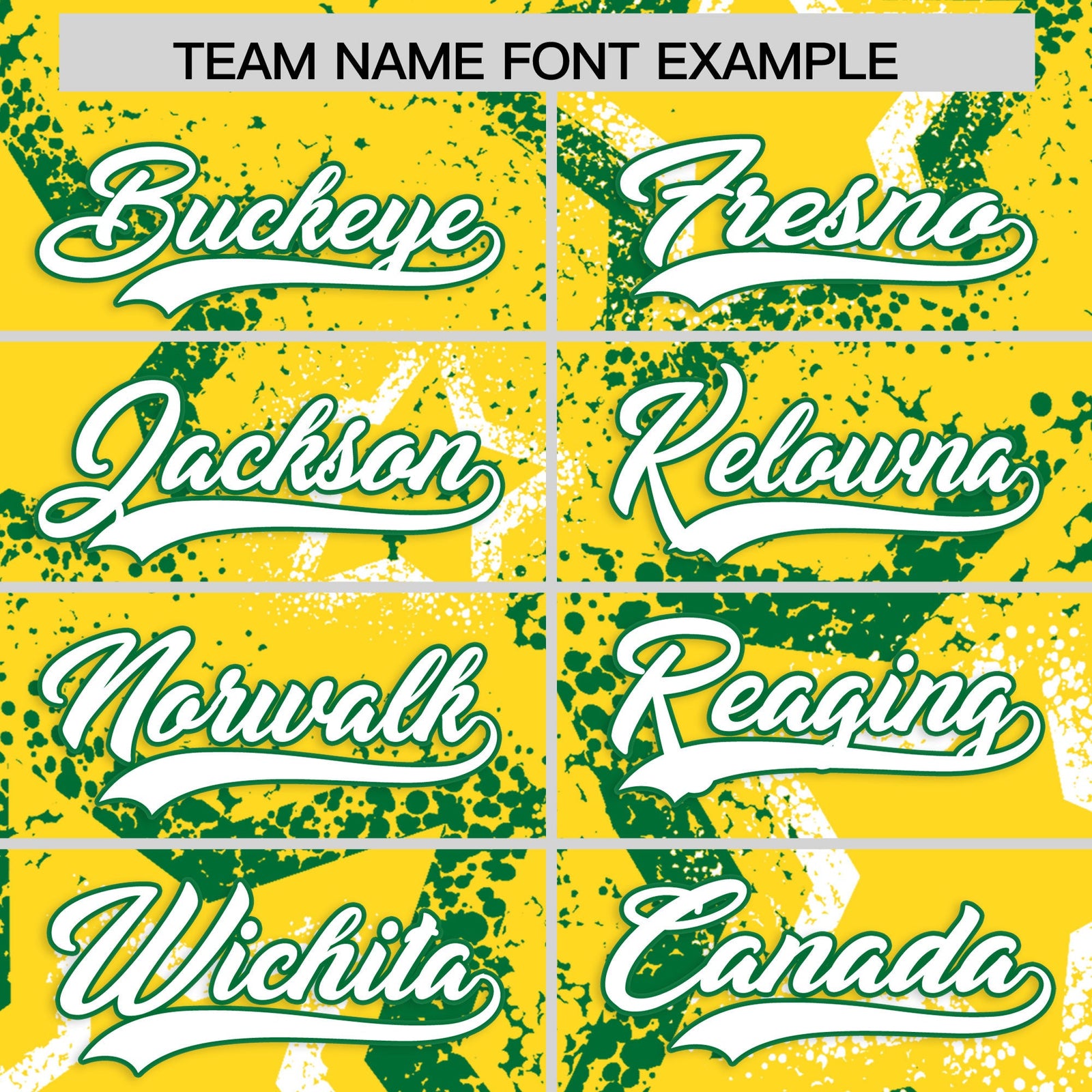 Custom Gold White Kelly Green Star-Shaped Ink Texture Graffiti Pattern Baseball Jersey | Sublimation Printed & Stitched,Add Name and Numbern,Perfect for Parties,Perfect for Training | KXKSHOP