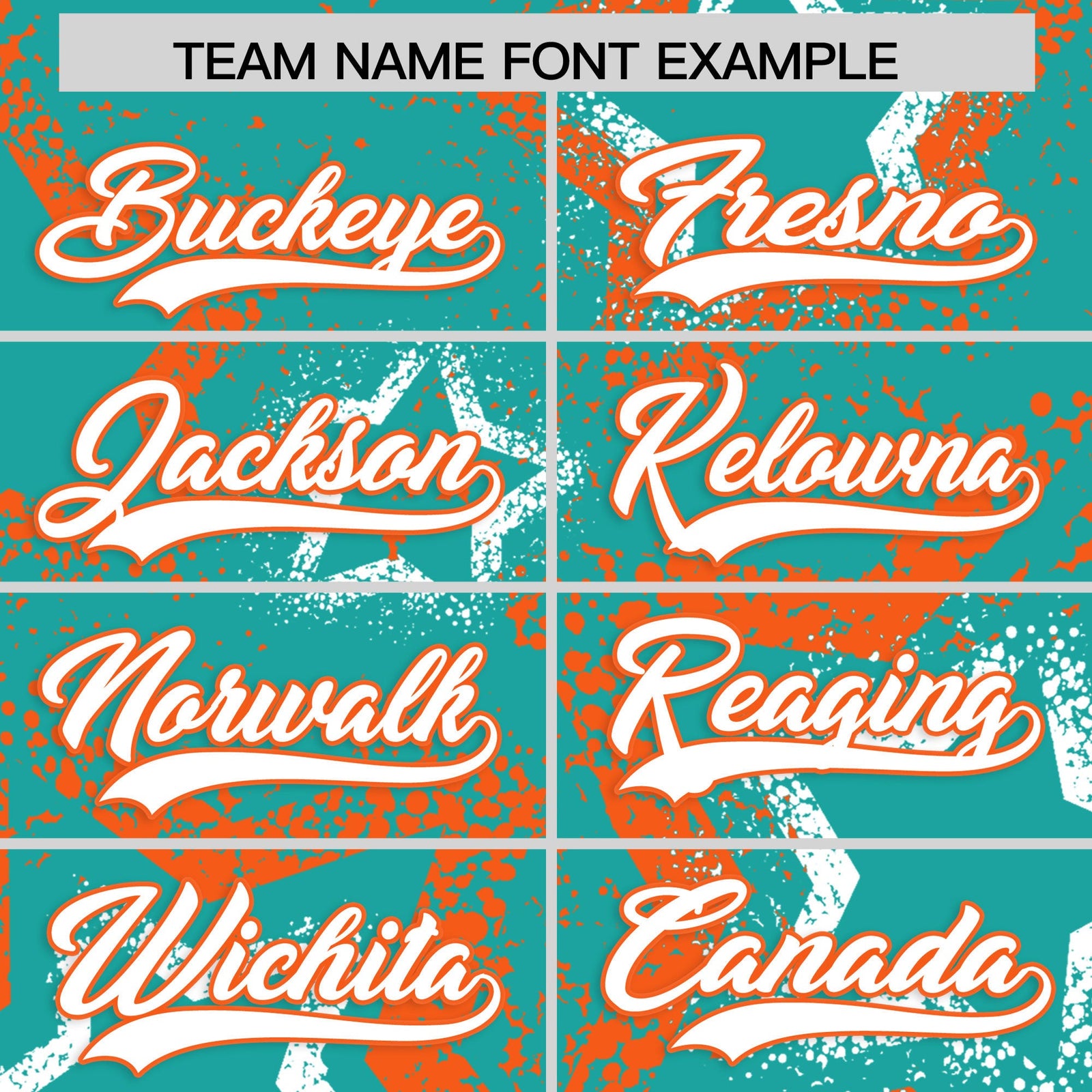 Custom Aqua White Orange Star-Shaped Ink Texture Graffiti Pattern Baseball Jersey | Sublimation Printed & Stitched,Add Name and Numbern,Perfect for Parties,Perfect for Training | KXKSHOP