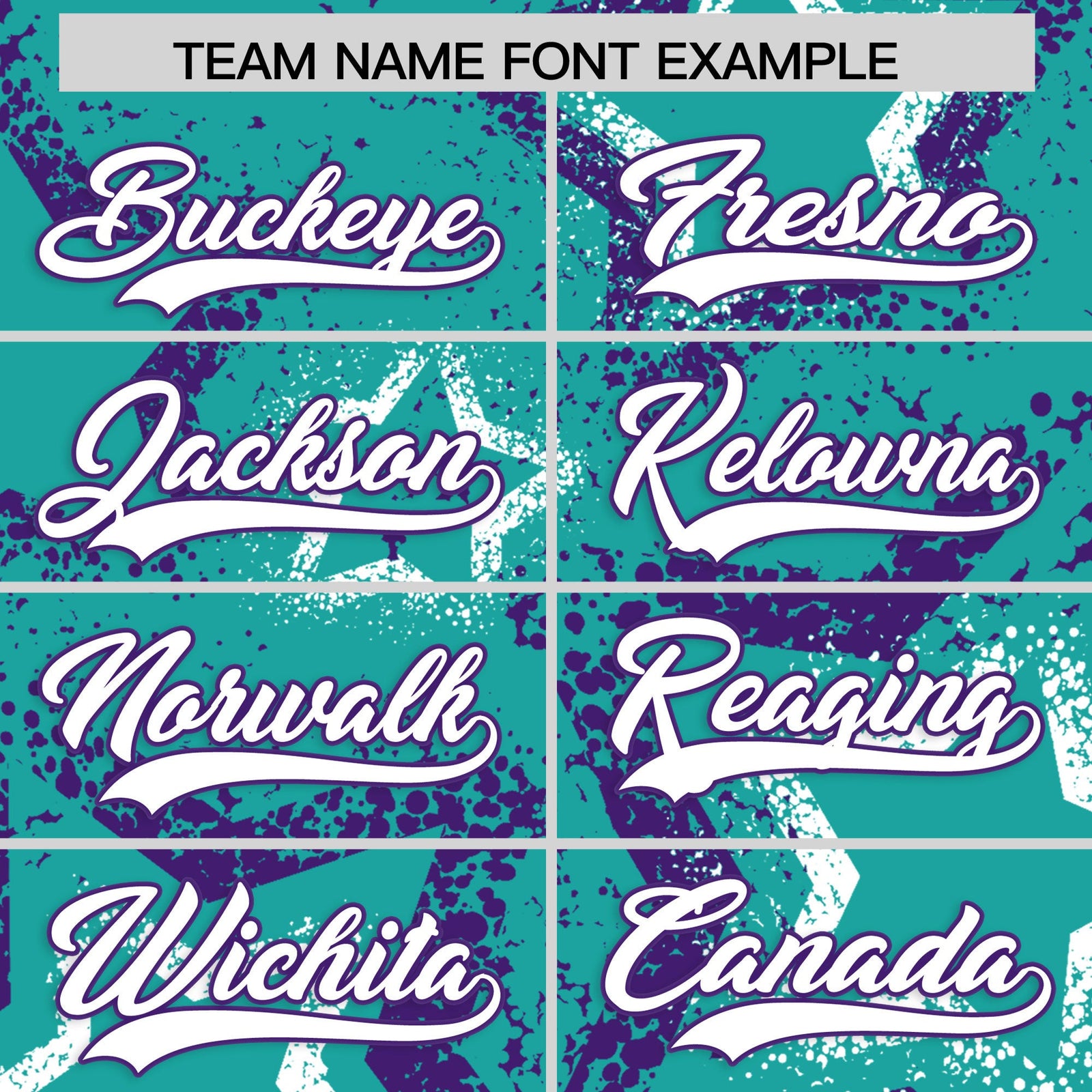 Custom Aqua White Purple Star-Shaped Ink Texture Graffiti Pattern Baseball Jersey | Sublimation Printed & Stitched,Add Name and Numbern,Perfect for Parties,Perfect for Training | KXKSHOP